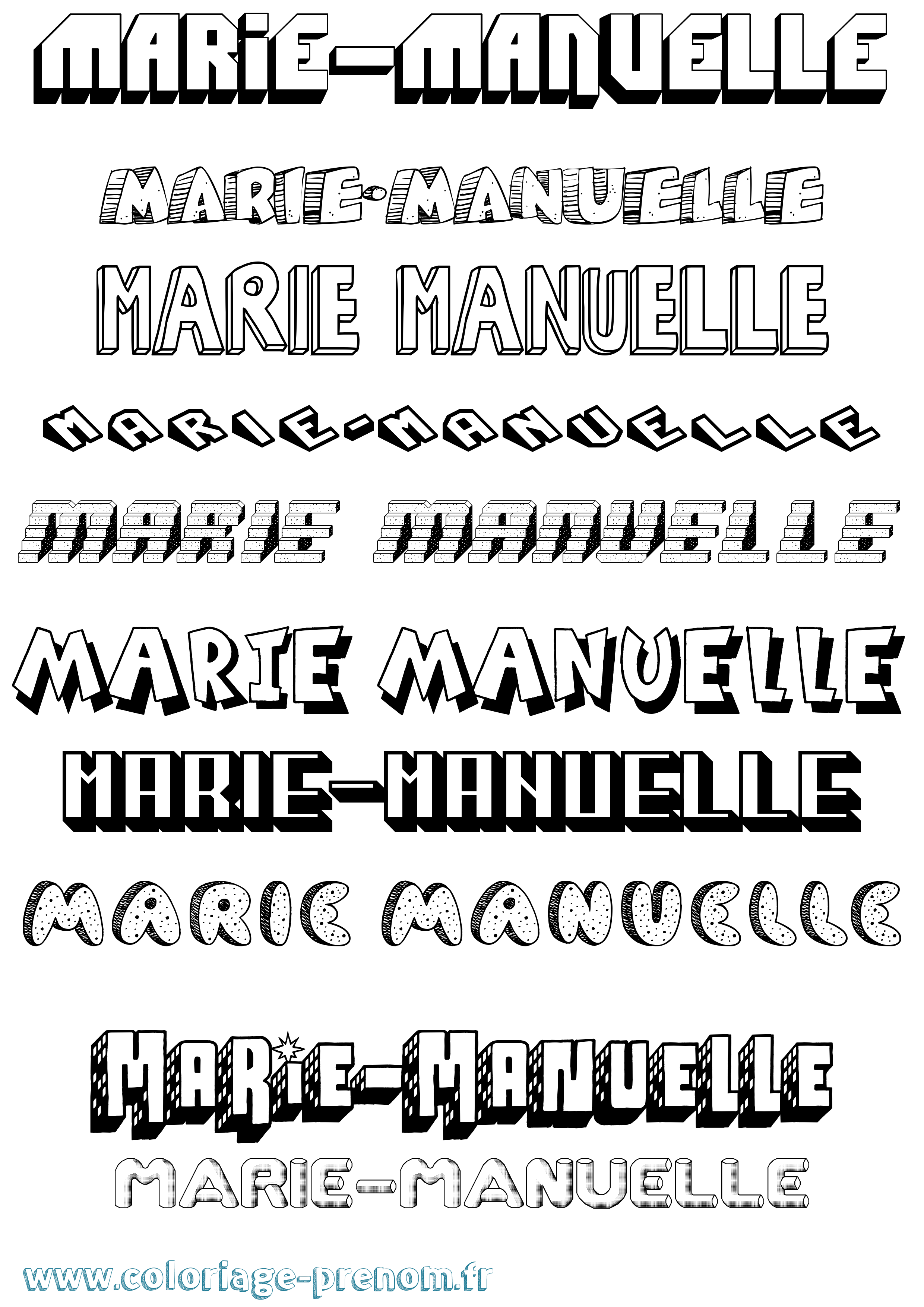 Coloriage Marie-Manuelle Effet 3D Coloriage prénom Marie-Manuelle Effet 3D