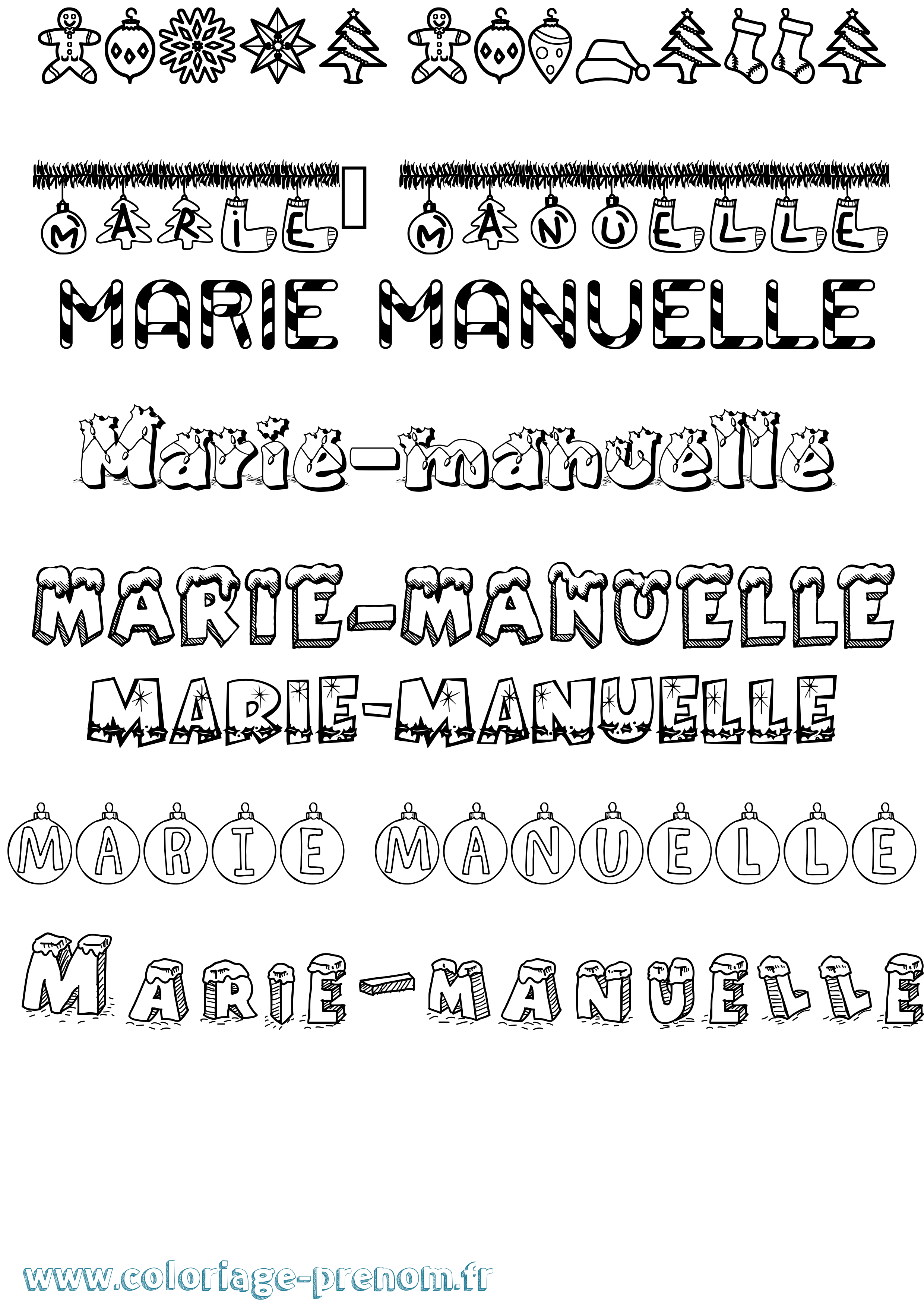 Coloriage Marie-Manuelle Noël Coloriage prénom Marie-Manuelle Noël