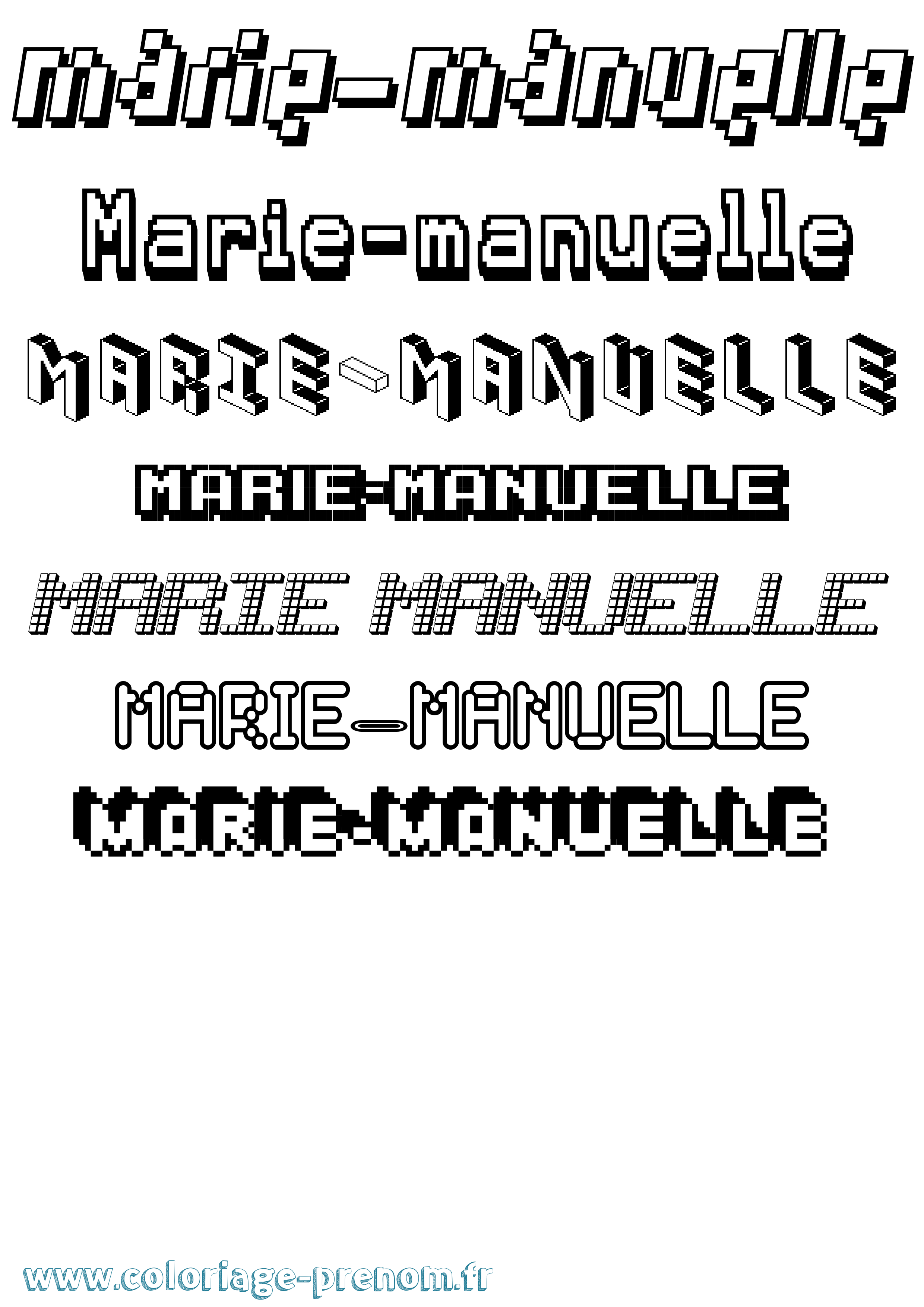 Coloriage Marie-Manuelle Pixel Coloriage prénom Marie-Manuelle Pixel