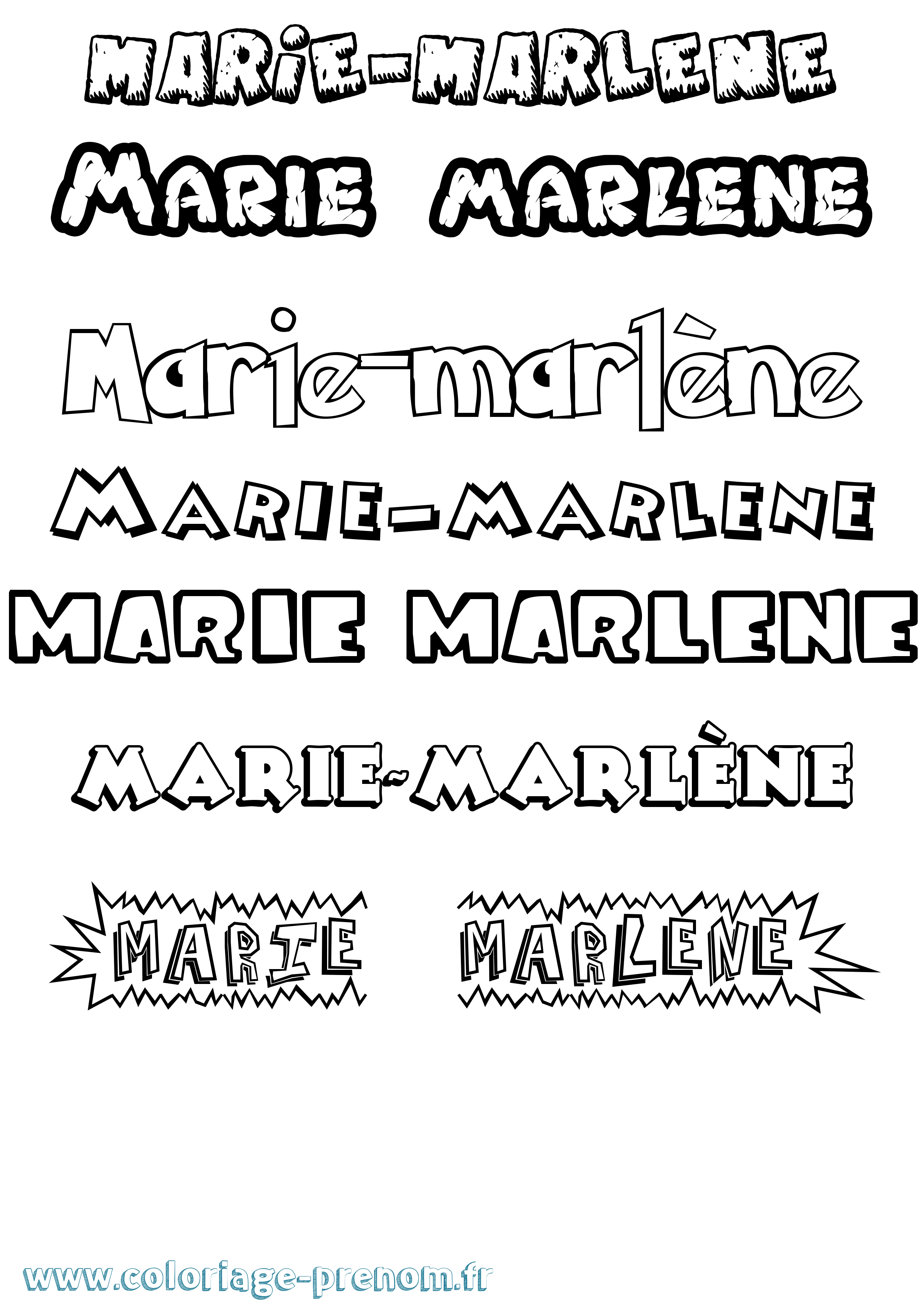 Coloriage Marie-Marlène Dessin Animé Coloriage prénom Marie-Marlène Dessin Animé