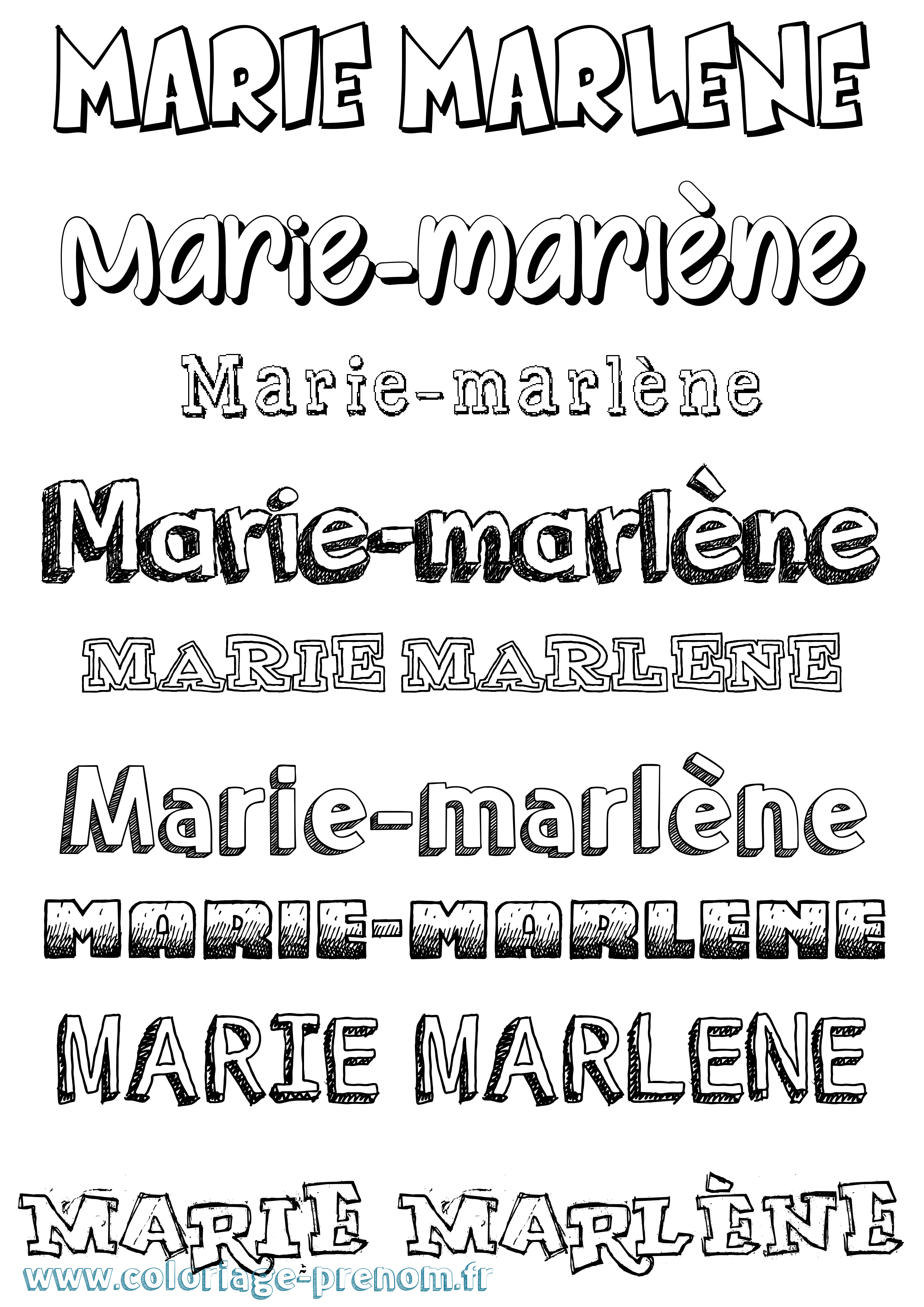 Coloriage Marie-Marlène Dessiné Coloriage prénom Marie-Marlène Dessiné