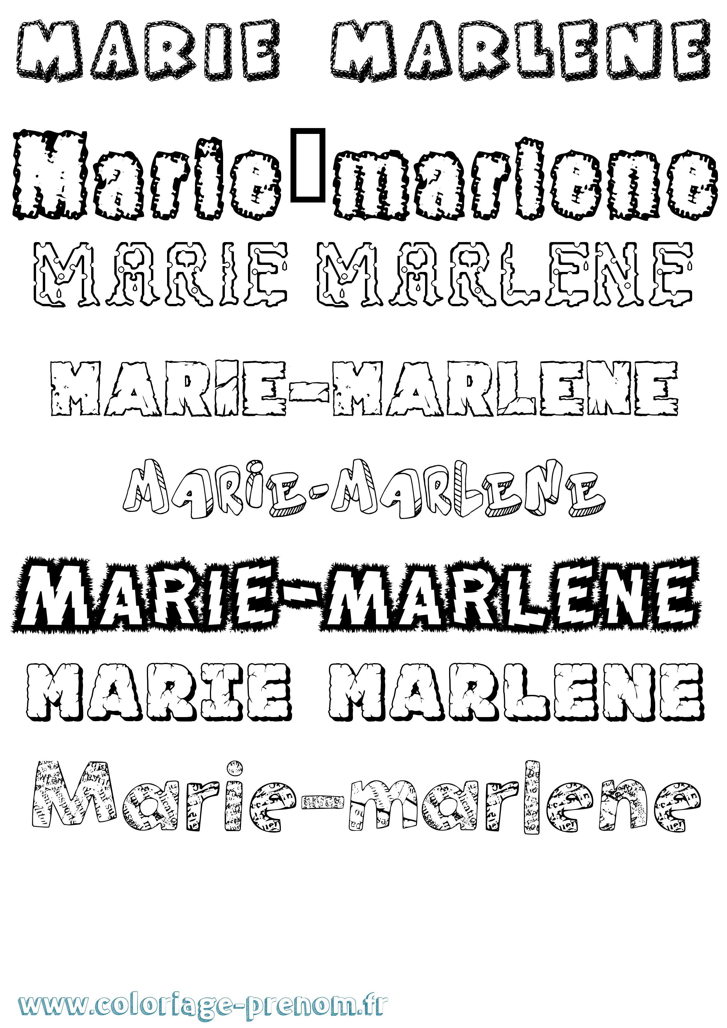Coloriage Marie-Marlène Destructuré Coloriage prénom Marie-Marlène Destructuré