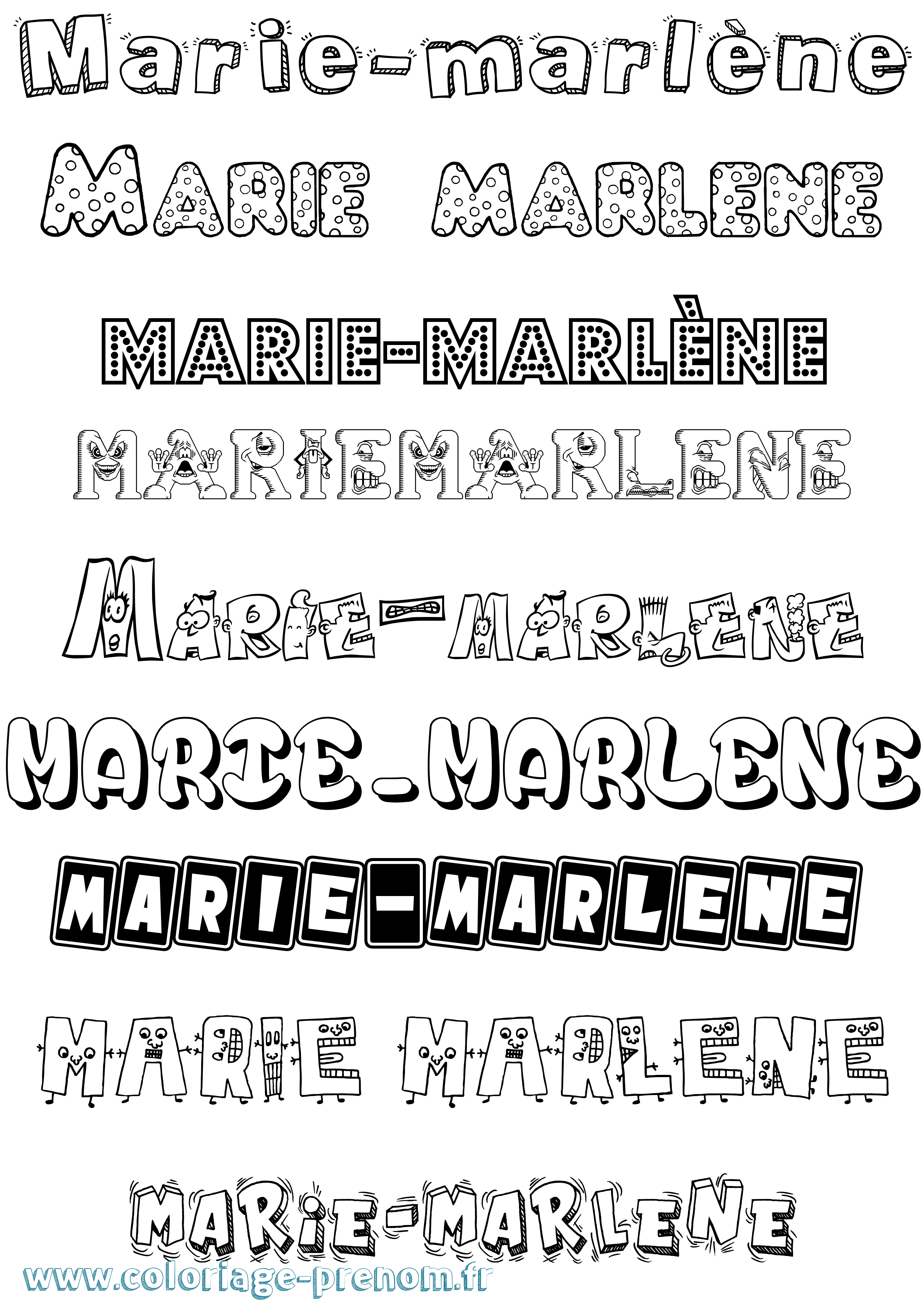 Coloriage Marie-Marlène Fun Coloriage prénom Marie-Marlène Fun