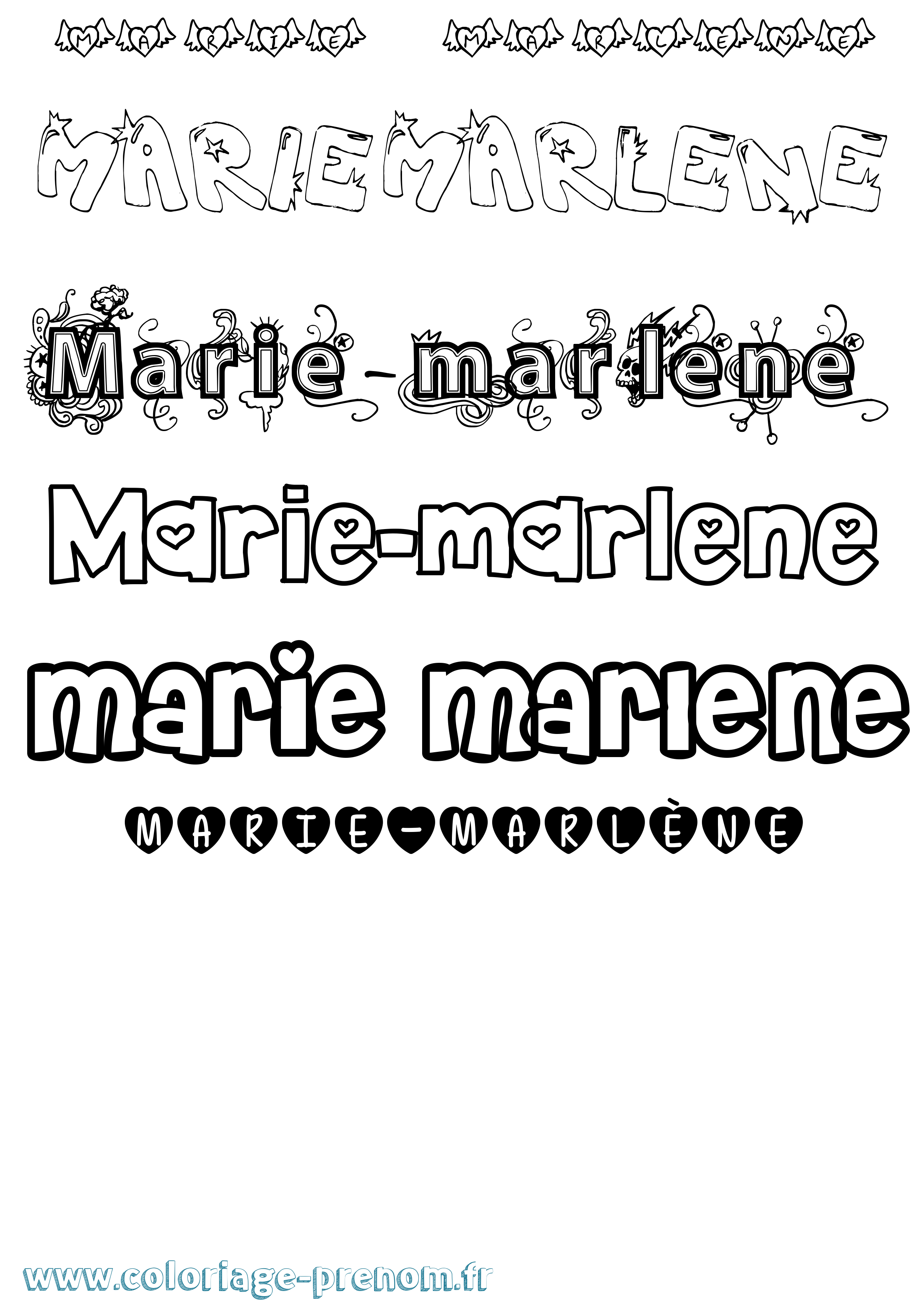 Coloriage Marie-Marlène Girly Coloriage prénom Marie-Marlène Girly