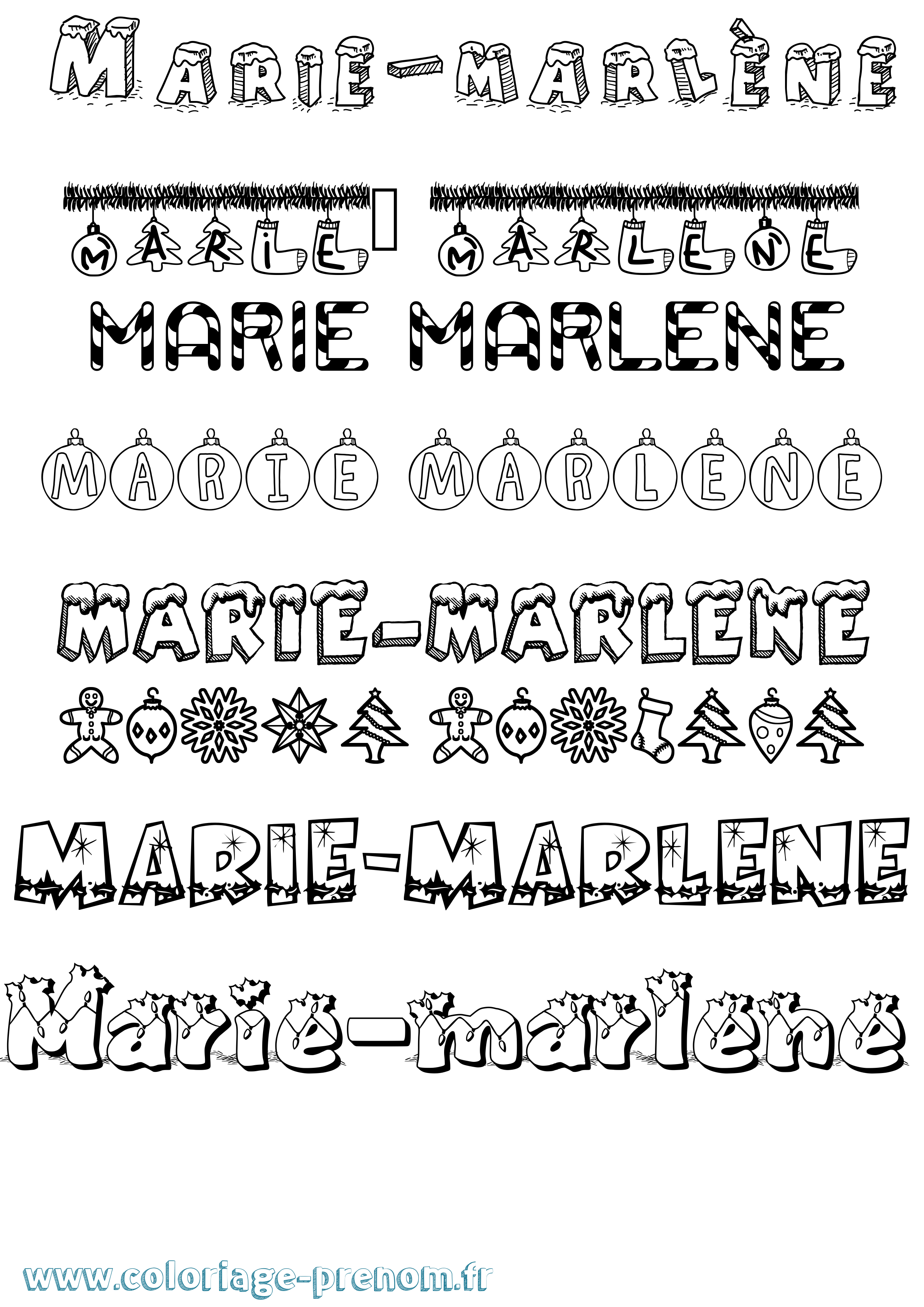 Coloriage Marie-Marlène Noël Coloriage prénom Marie-Marlène Noël