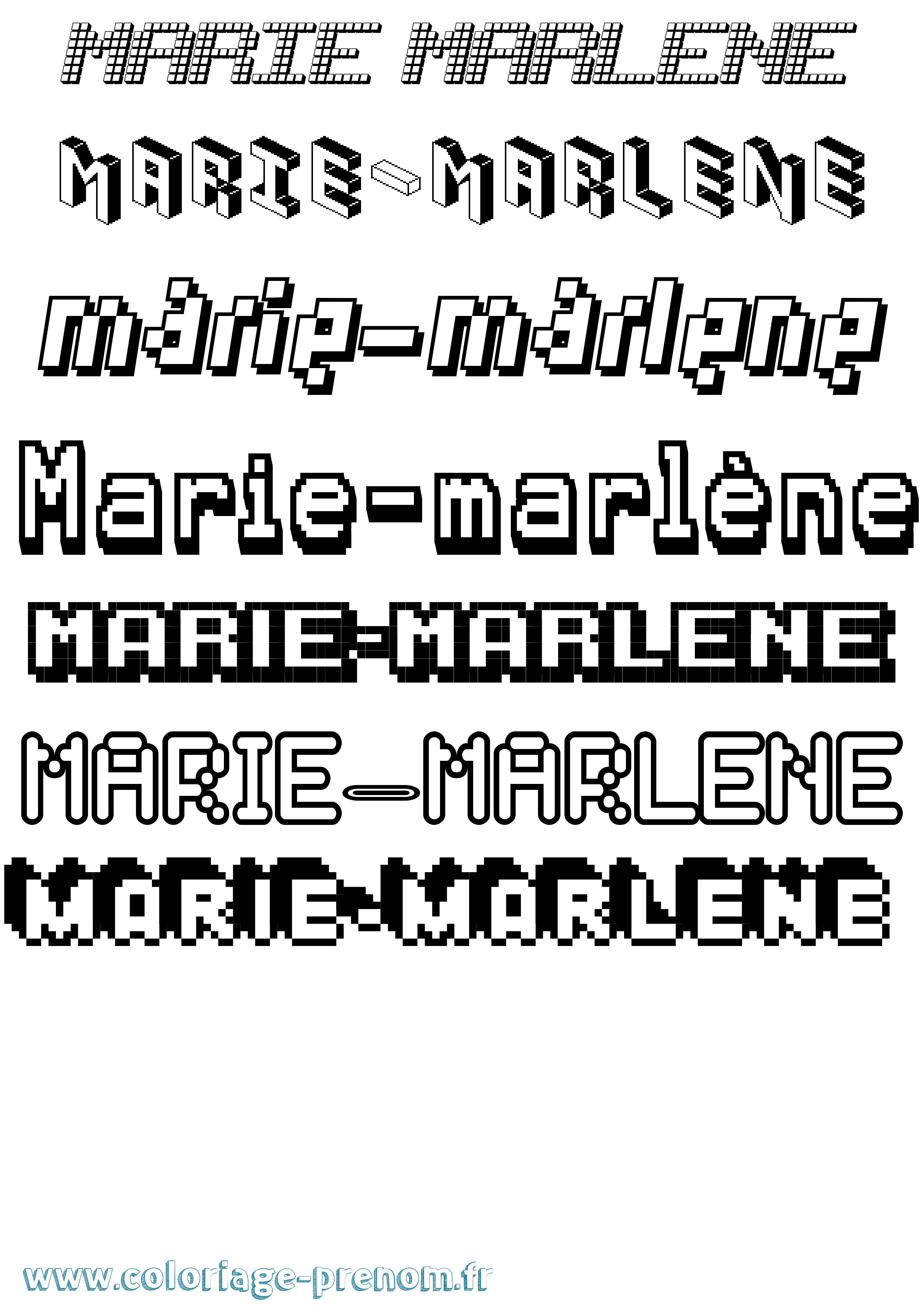 Coloriage Marie-Marlène Pixel Coloriage prénom Marie-Marlène Pixel