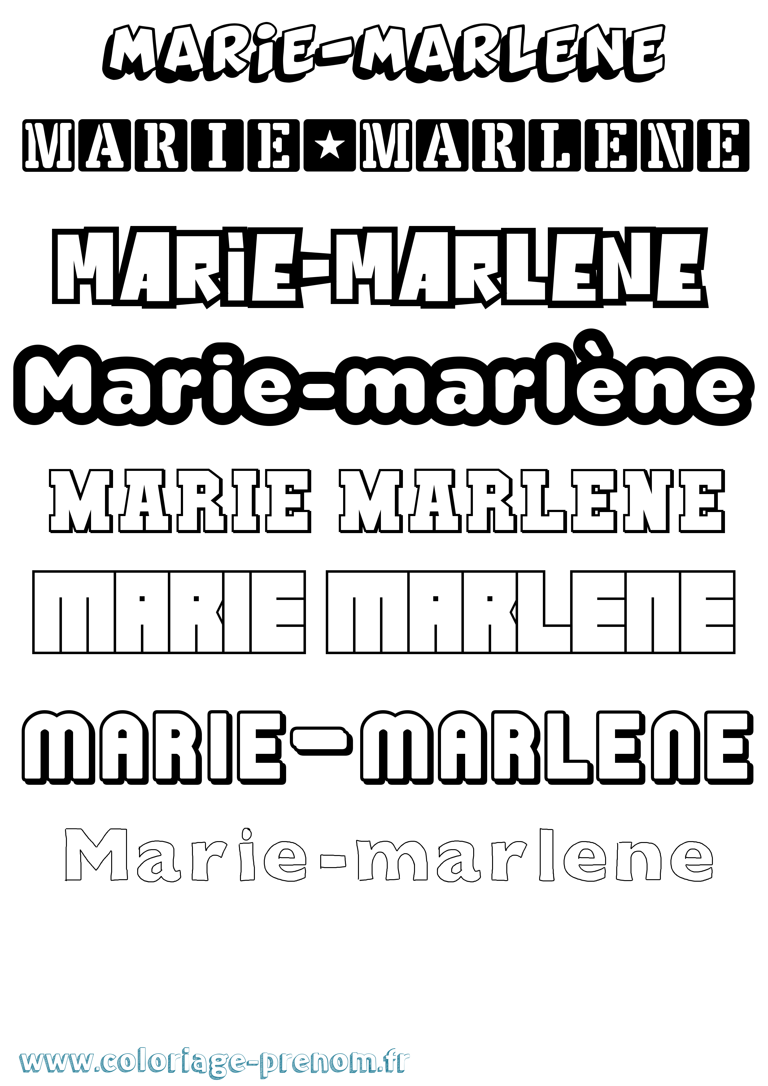 Coloriage Marie-Marlène Simple Coloriage prénom Marie-Marlène Simple