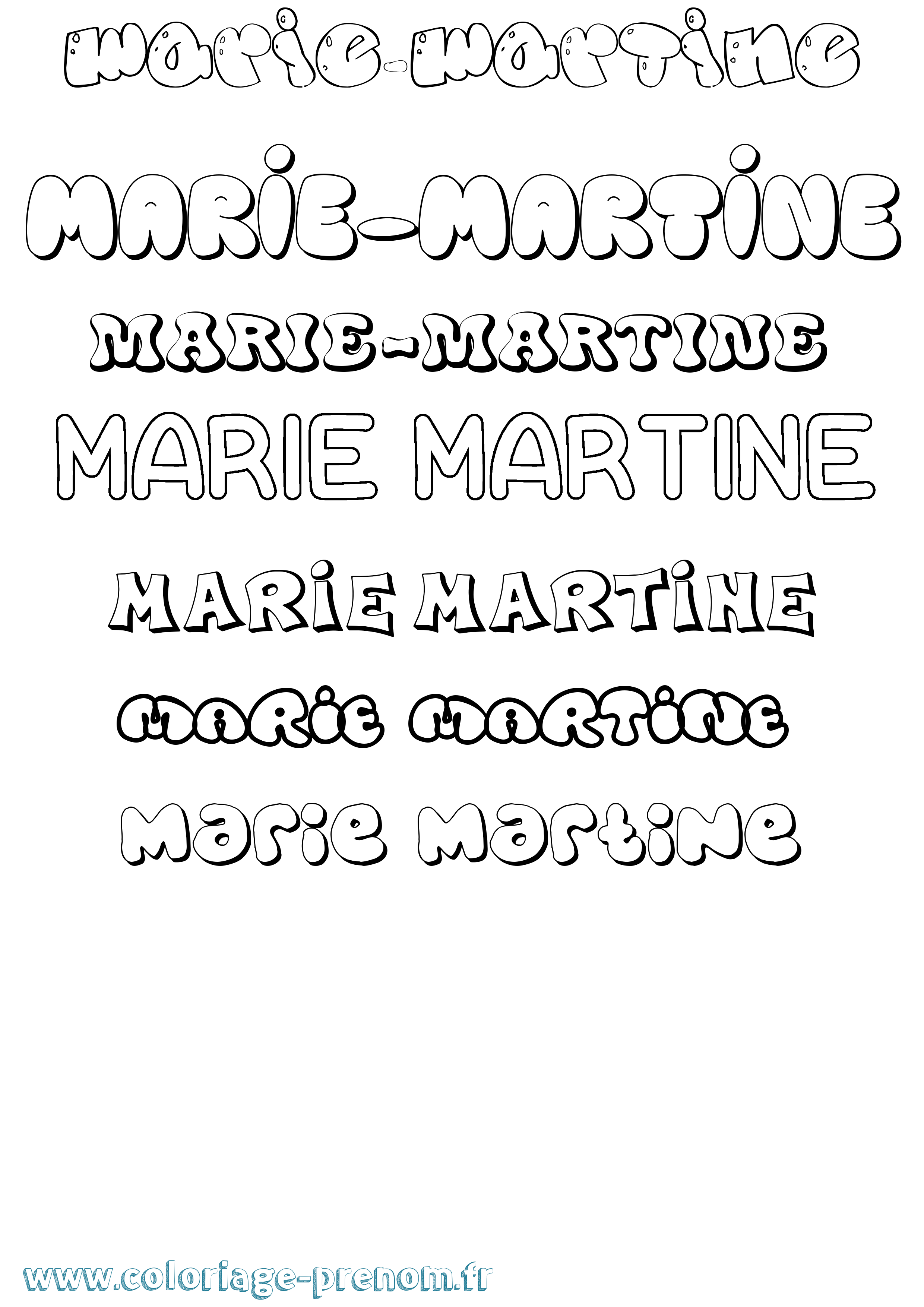 Coloriage Marie-Martine Bubble Coloriage prénom Marie-Martine Bubble