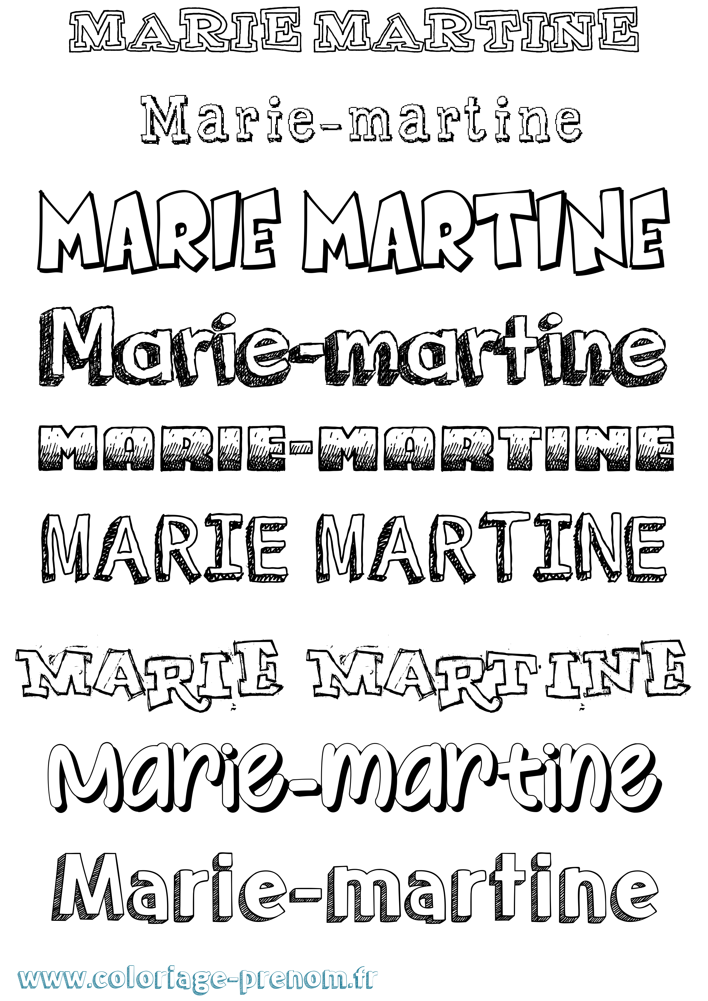 Coloriage Marie-Martine Dessiné Coloriage prénom Marie-Martine Dessiné