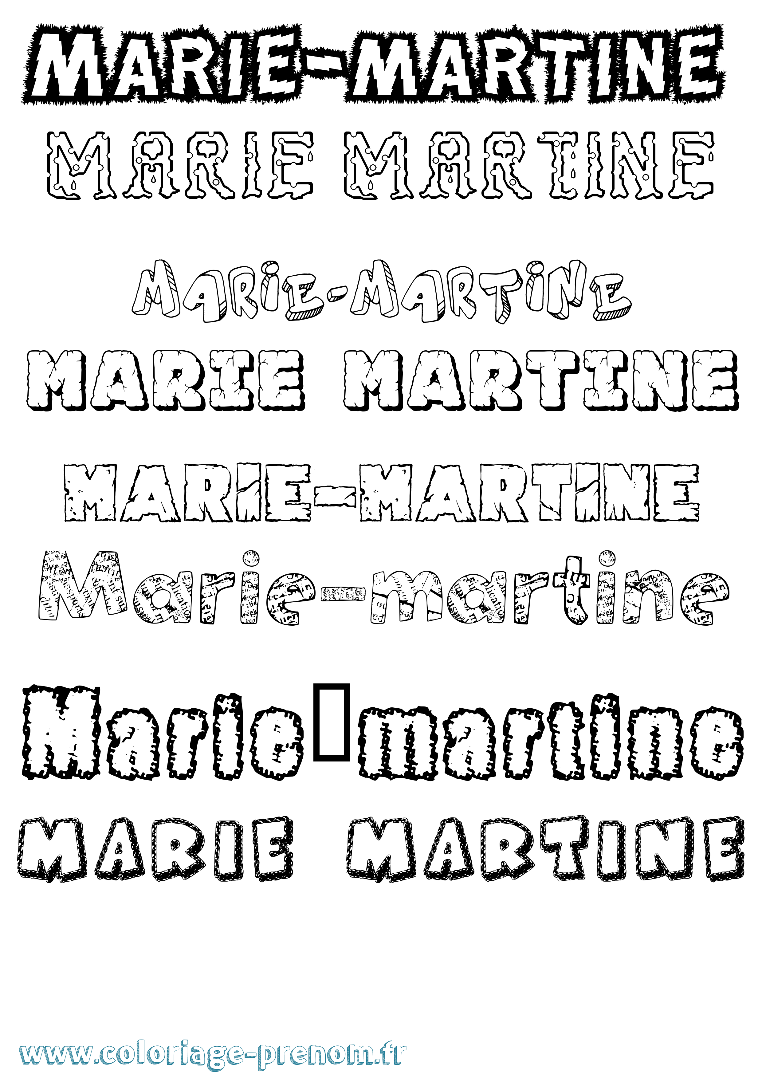 Coloriage Marie-Martine Destructuré Coloriage prénom Marie-Martine Destructuré