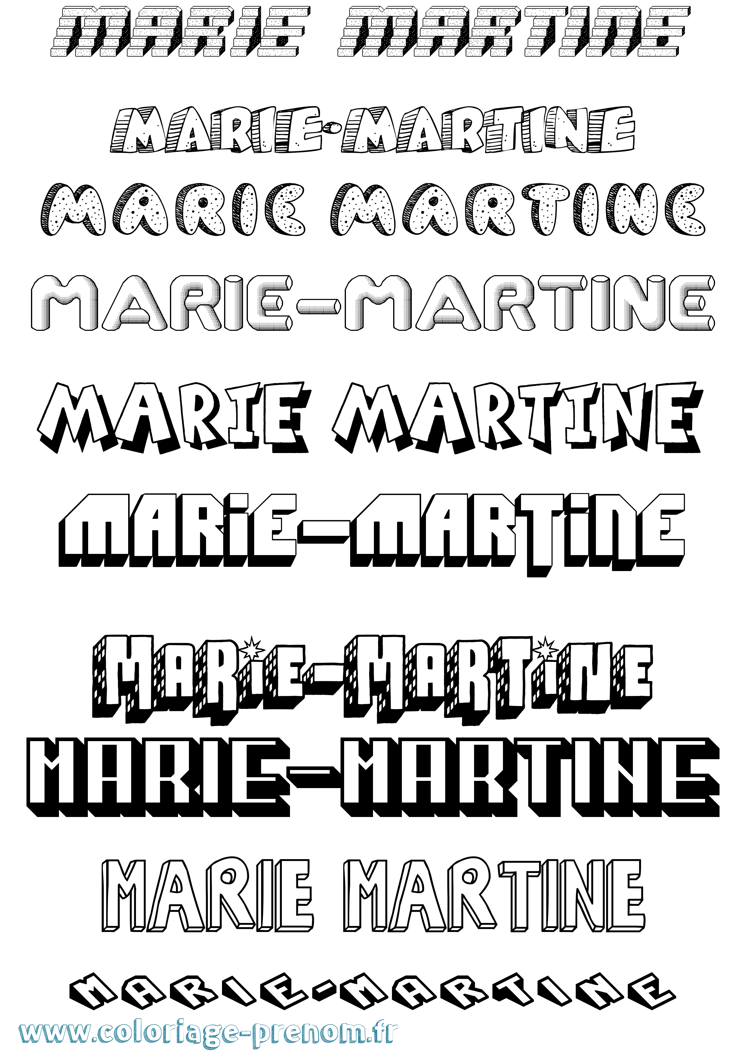 Coloriage Marie-Martine Effet 3D Coloriage prénom Marie-Martine Effet 3D