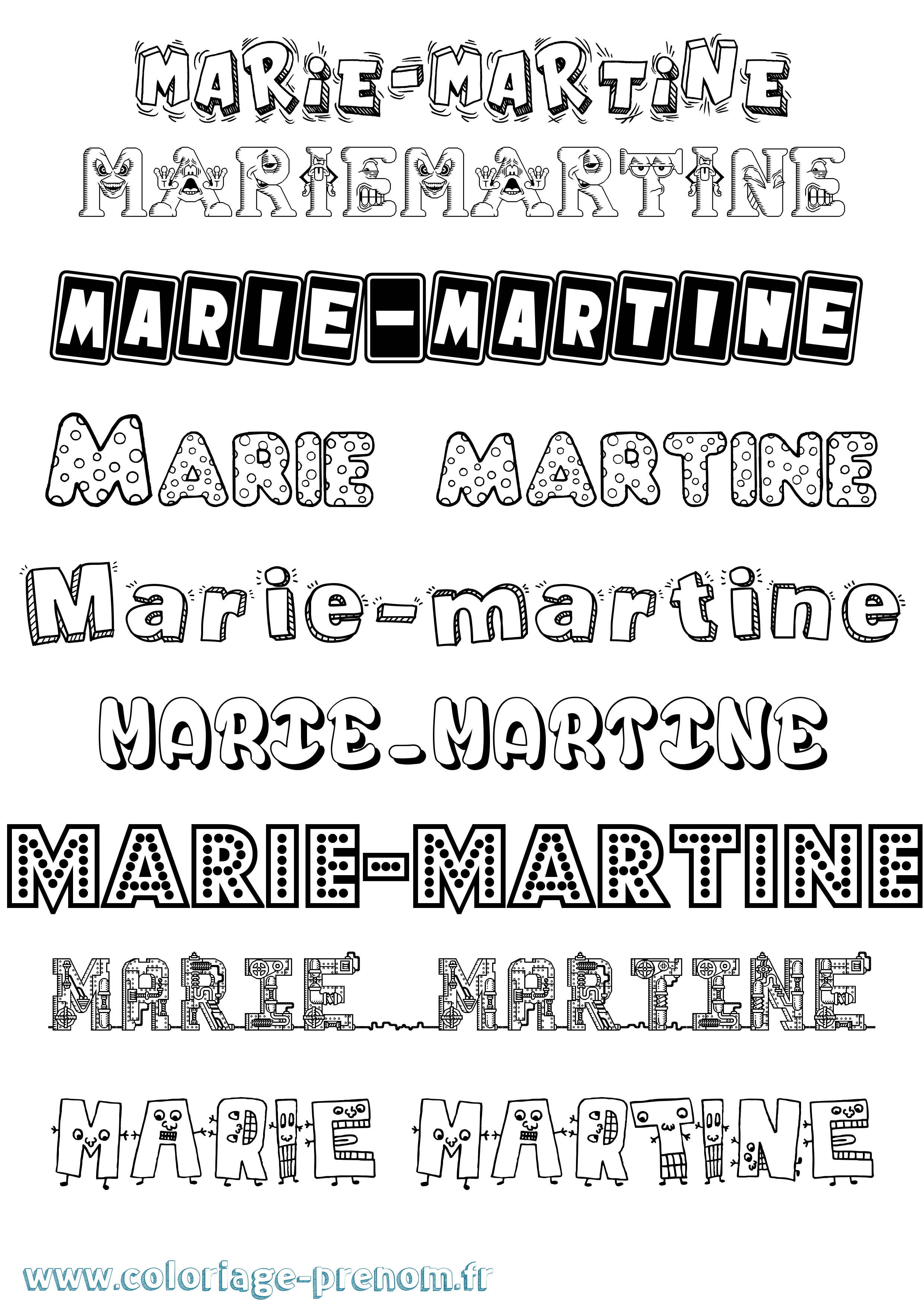 Coloriage Marie-Martine Fun Coloriage prénom Marie-Martine Fun