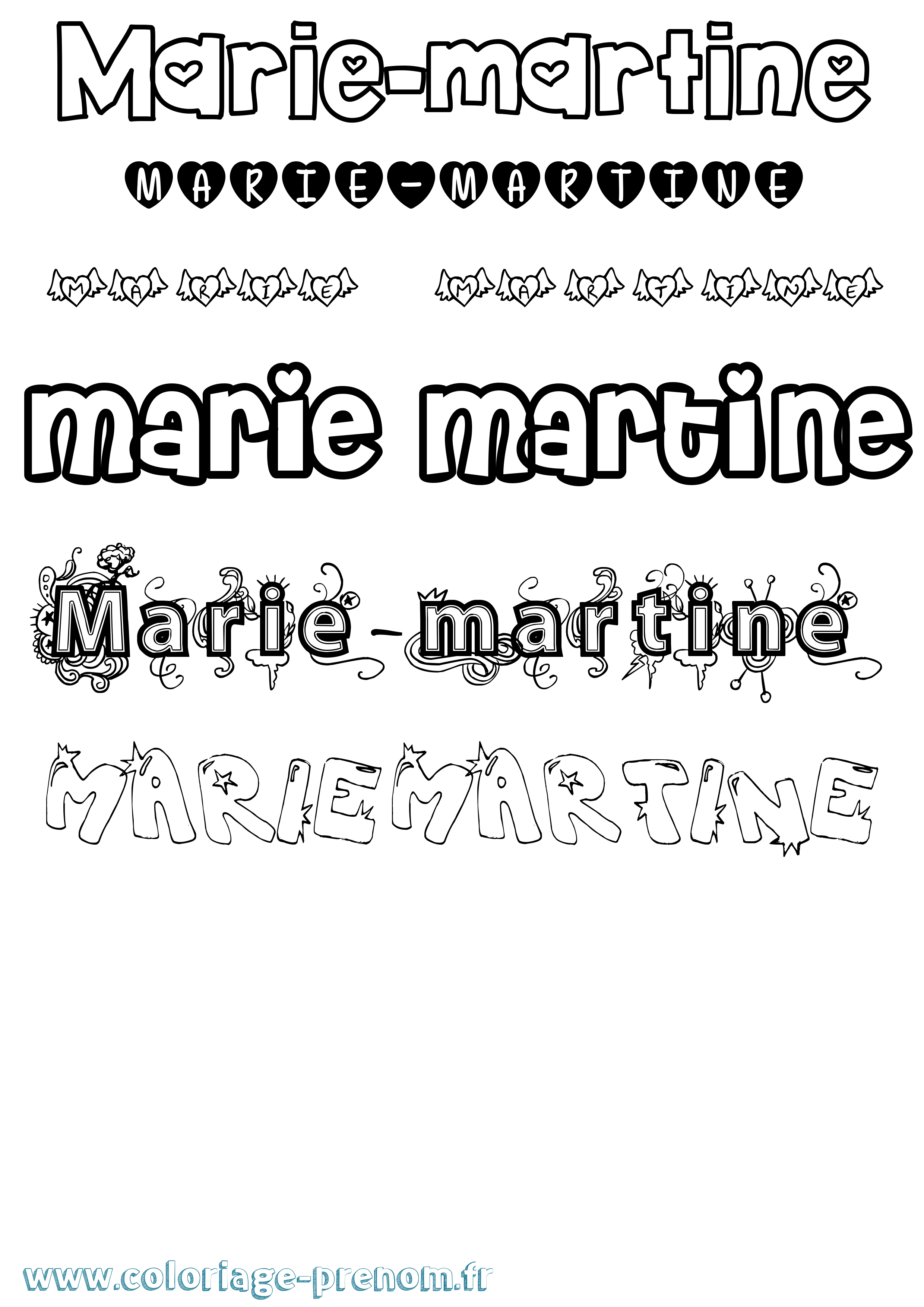 Coloriage Marie-Martine Girly Coloriage prénom Marie-Martine Girly