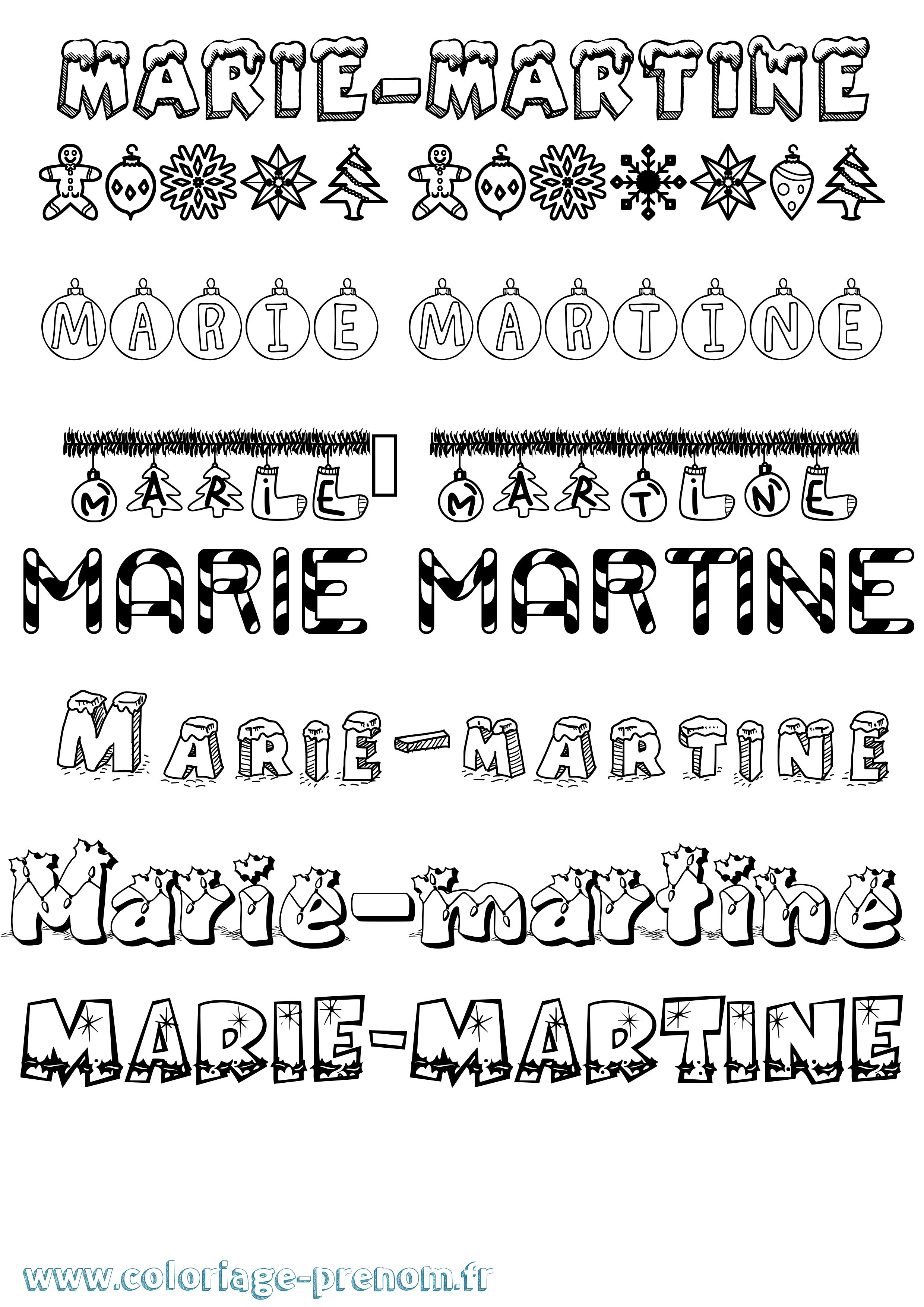 Coloriage Marie-Martine Noël Coloriage prénom Marie-Martine Noël