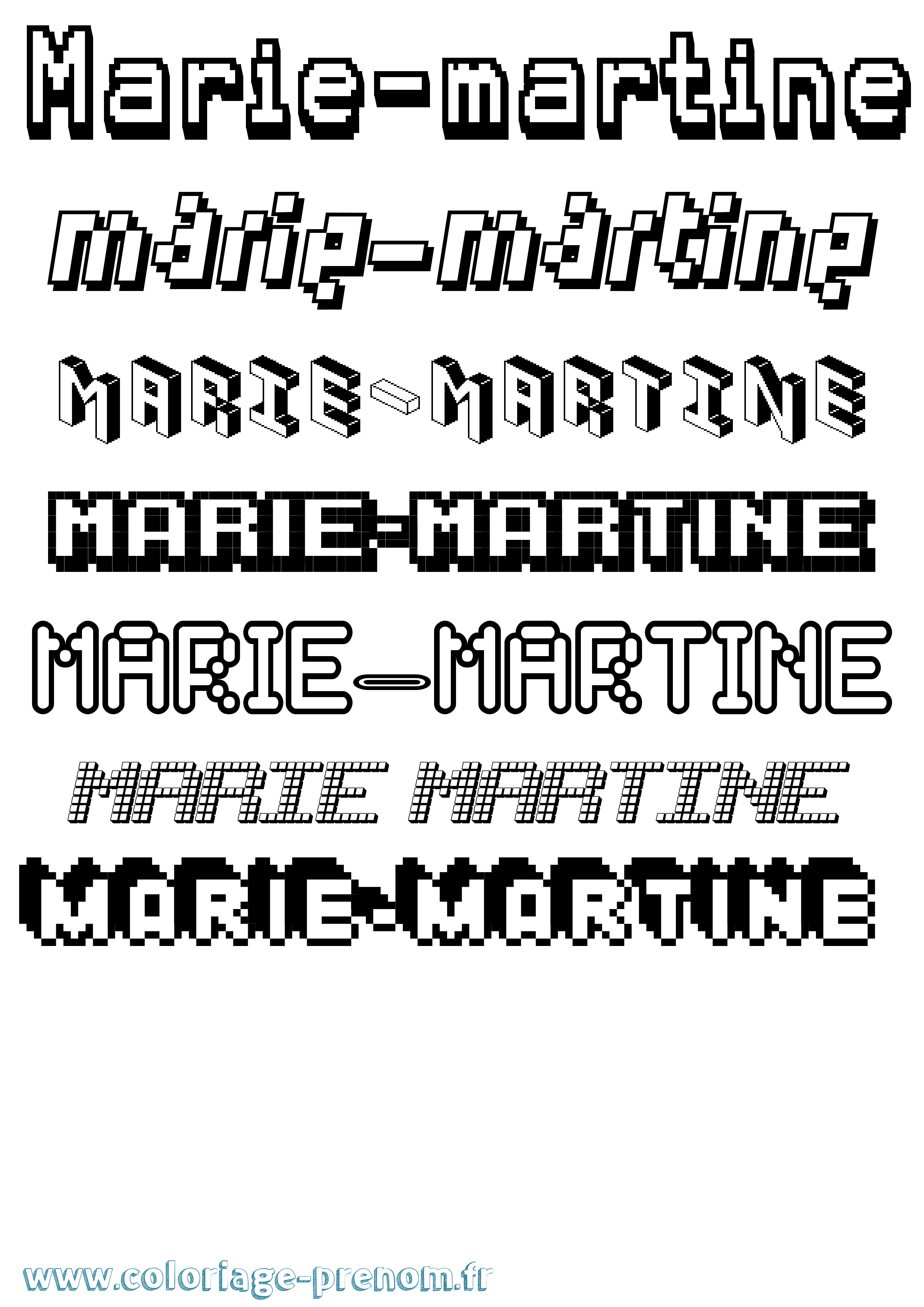 Coloriage Marie-Martine Pixel Coloriage prénom Marie-Martine Pixel
