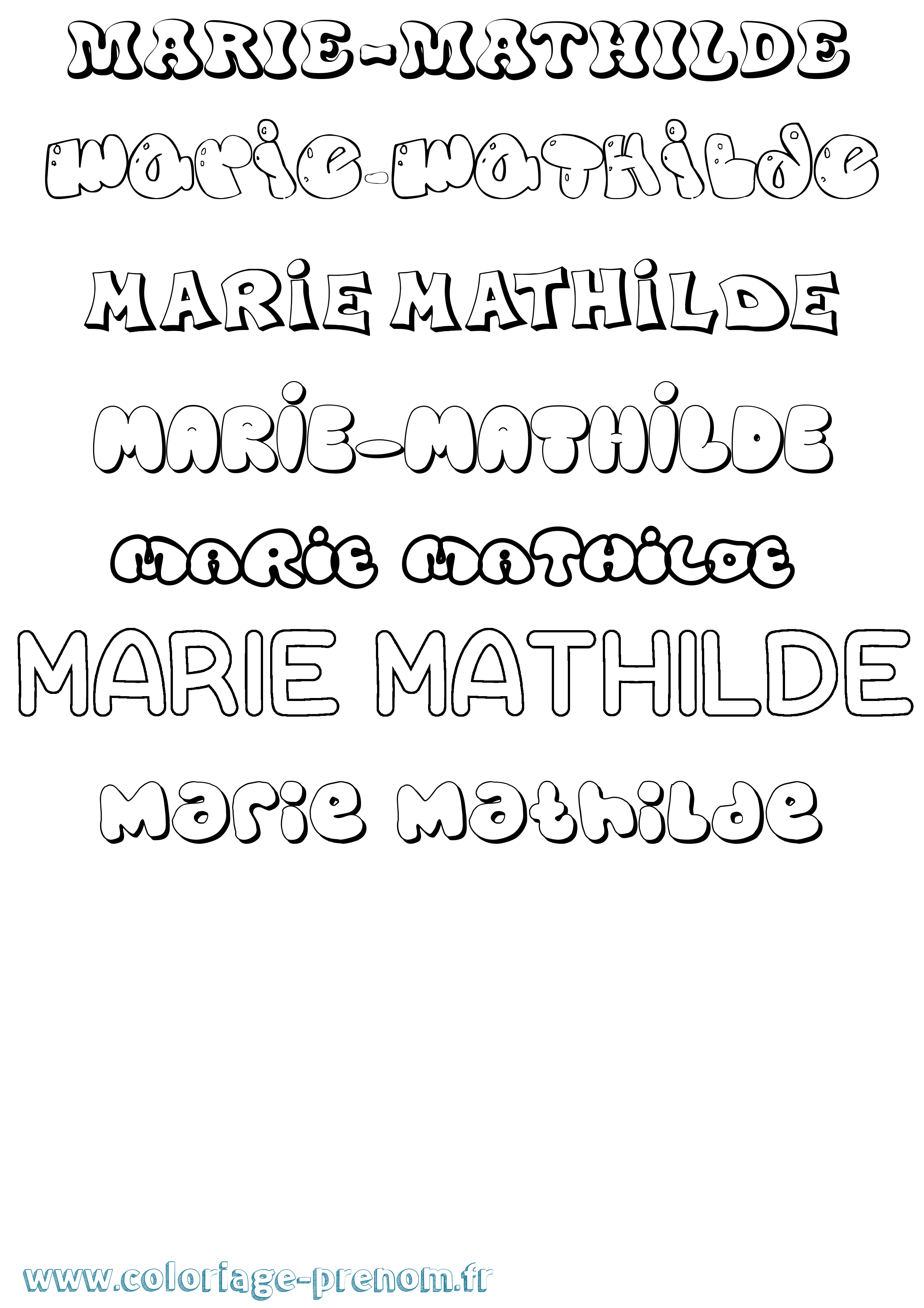 Coloriage Marie-Mathilde Bubble Coloriage prénom Marie-Mathilde Bubble