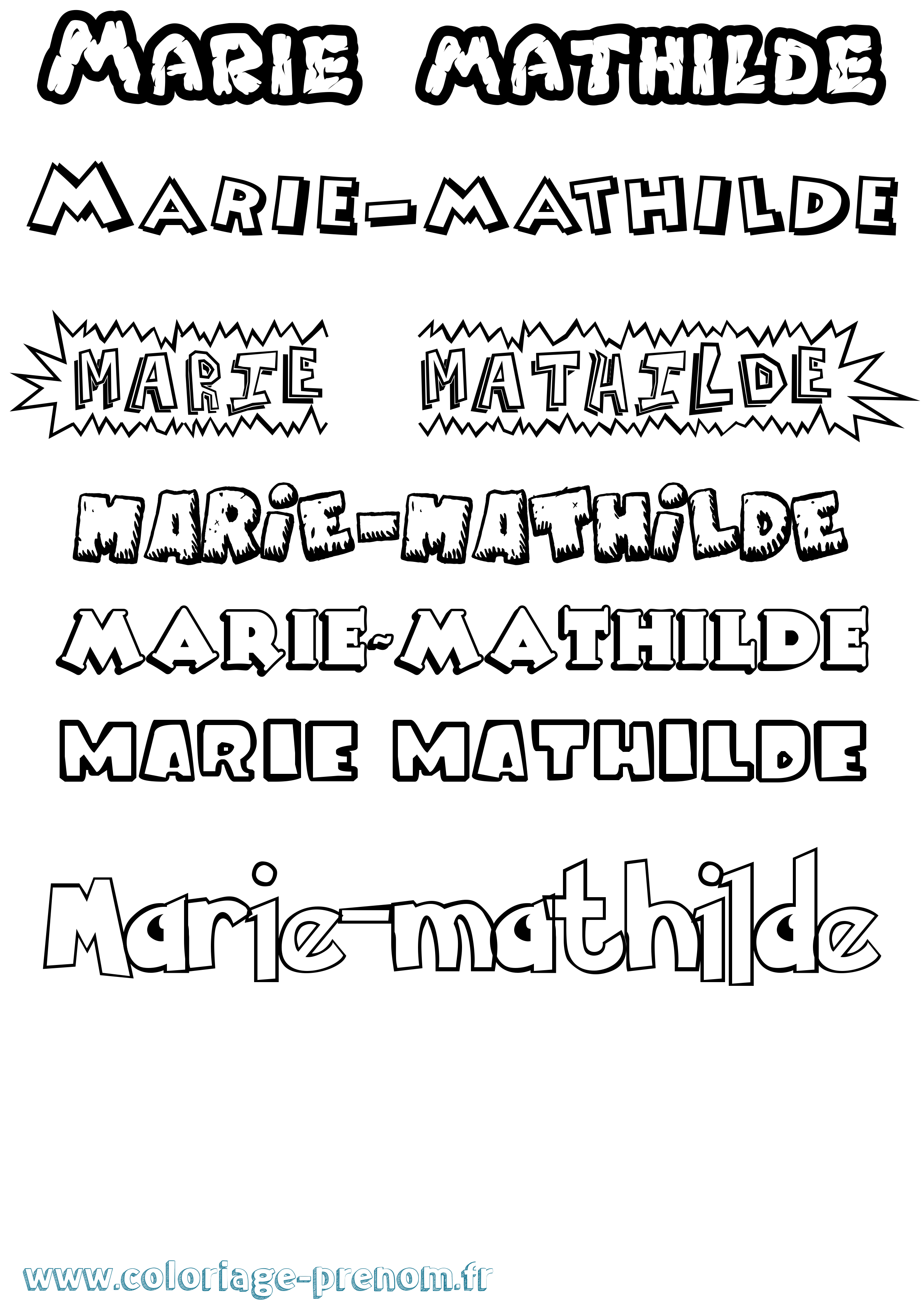Coloriage Marie-Mathilde Dessin Animé Coloriage prénom Marie-Mathilde Dessin Animé