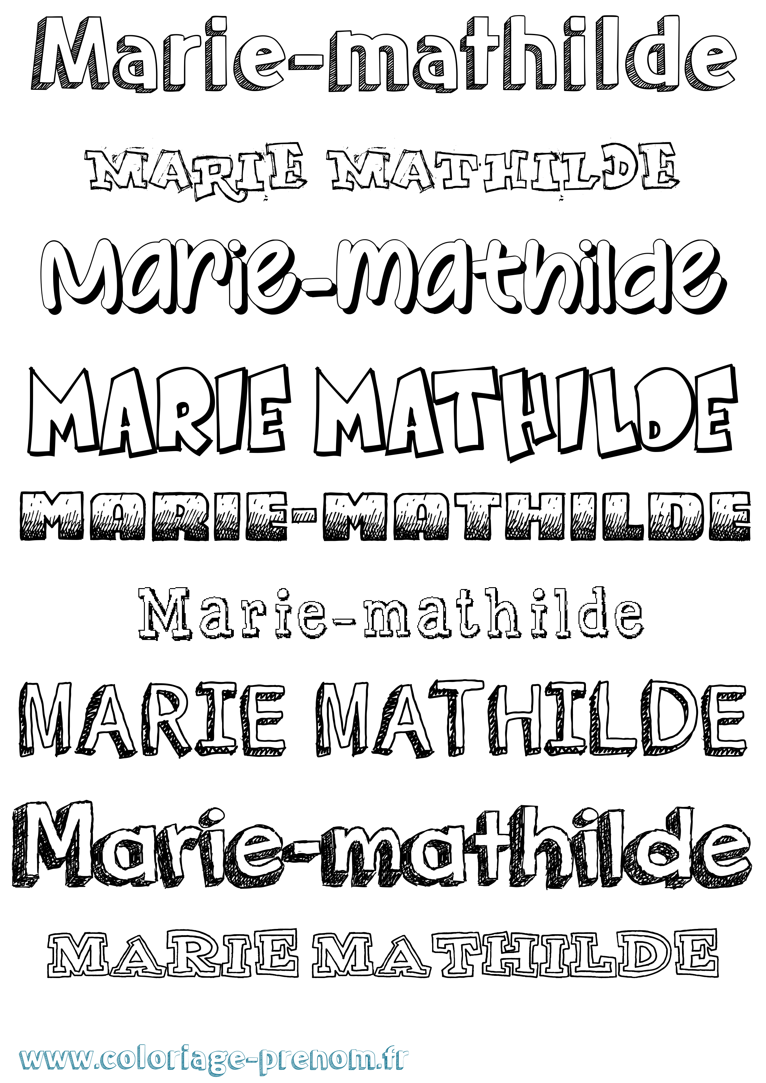 Coloriage Marie-Mathilde Dessiné Coloriage prénom Marie-Mathilde Dessiné
