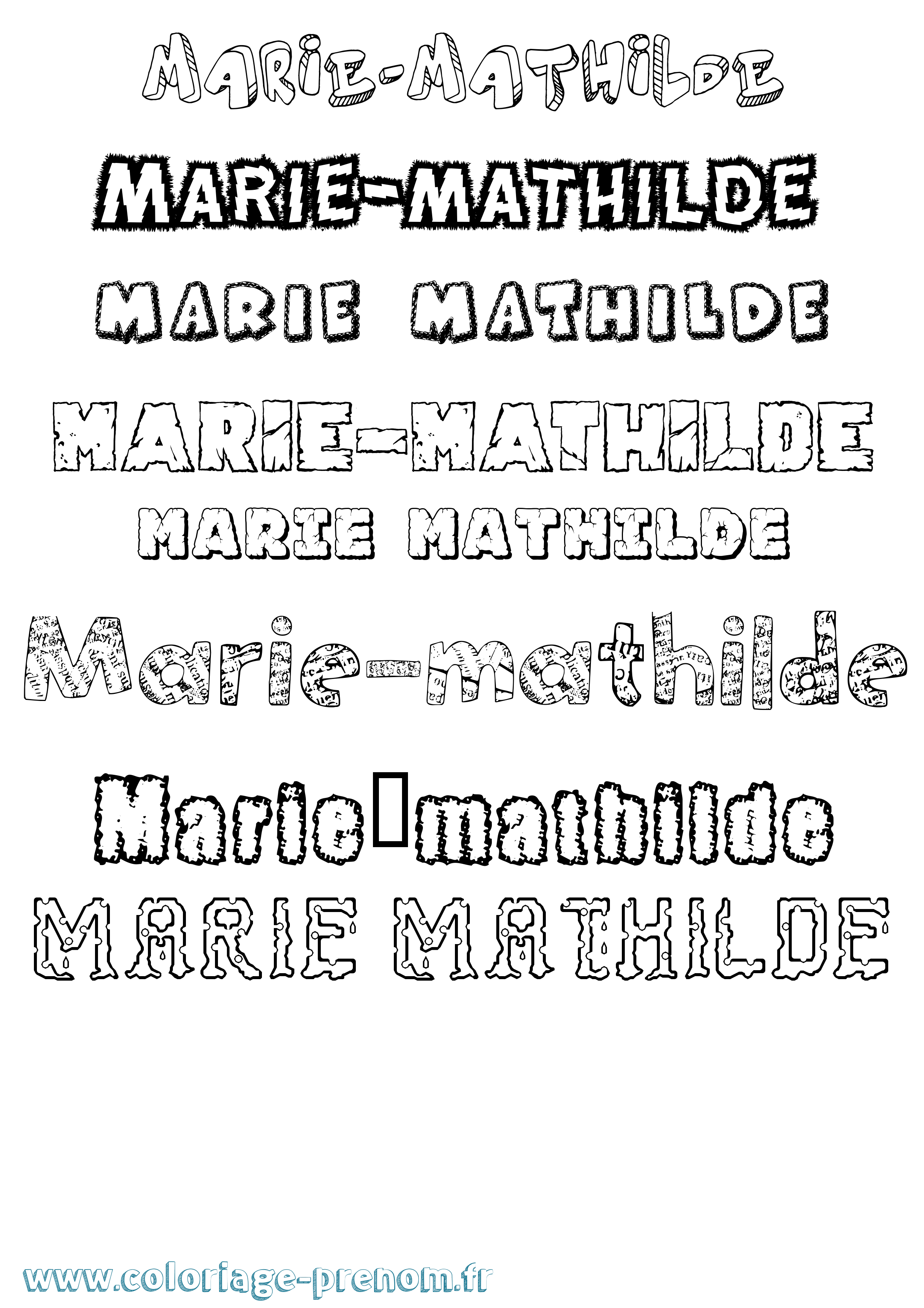 Coloriage Marie-Mathilde Destructuré Coloriage prénom Marie-Mathilde Destructuré