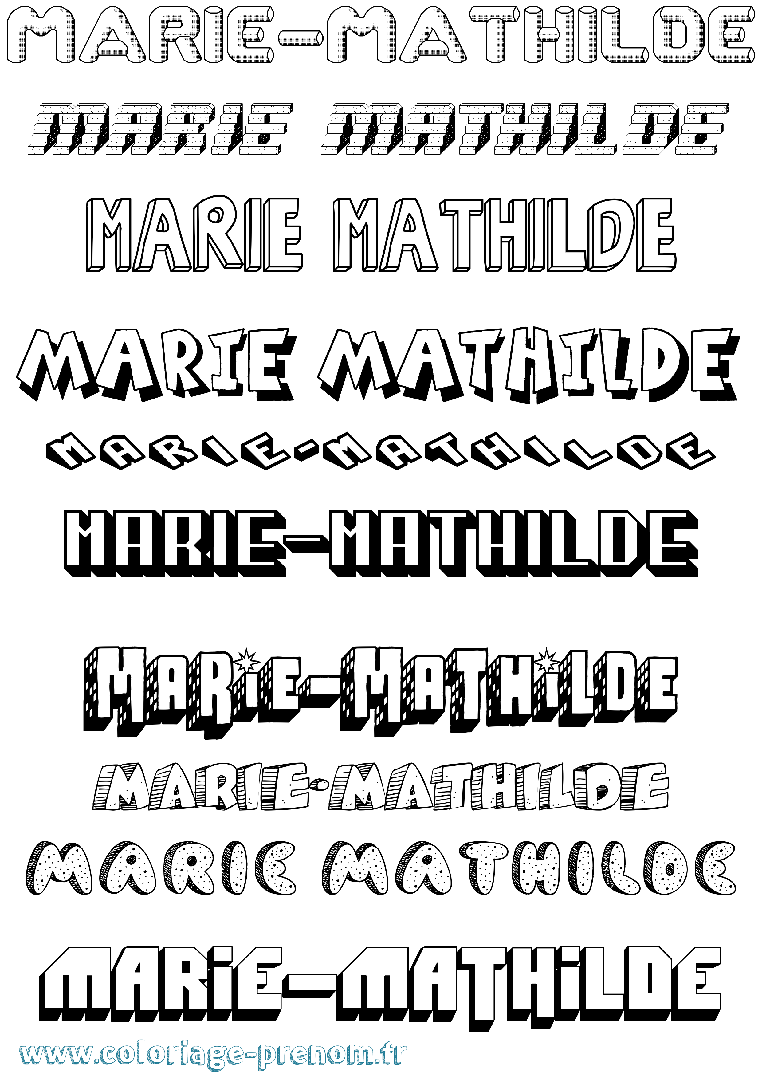 Coloriage Marie-Mathilde Effet 3D Coloriage prénom Marie-Mathilde Effet 3D
