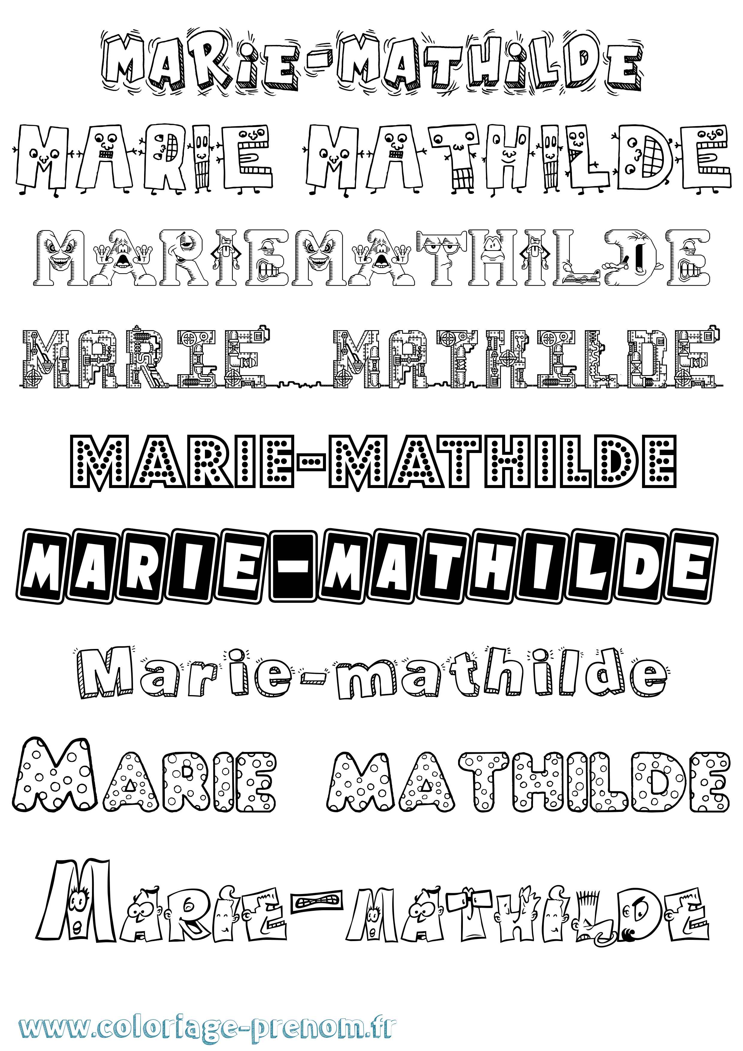 Coloriage Marie-Mathilde Fun Coloriage prénom Marie-Mathilde Fun