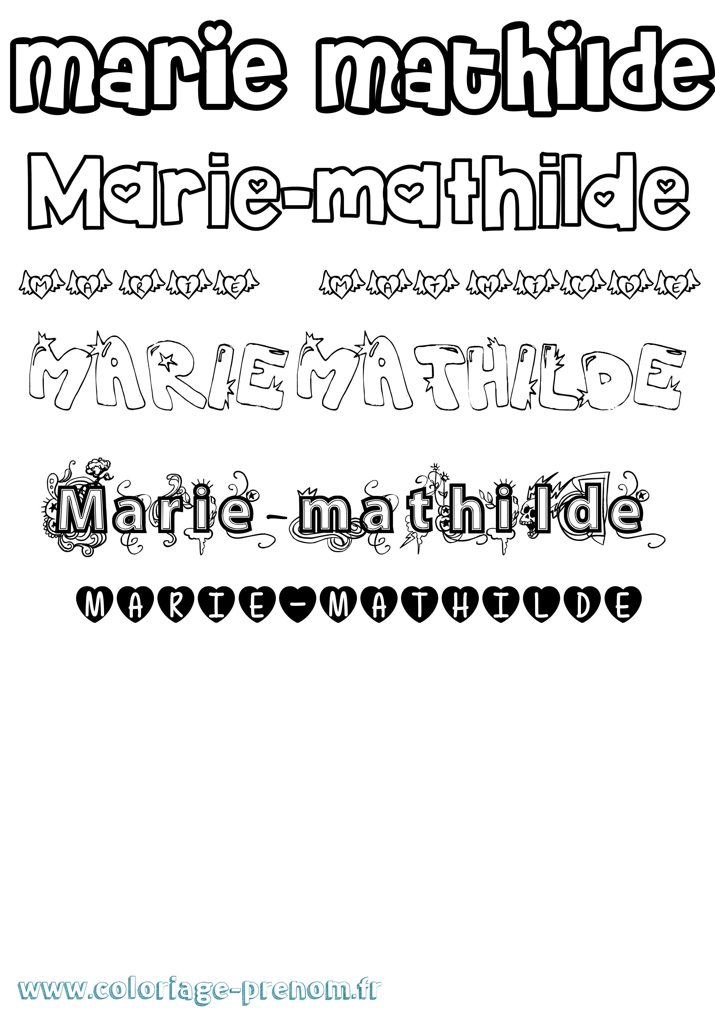 Coloriage Marie-Mathilde Girly Coloriage prénom Marie-Mathilde Girly