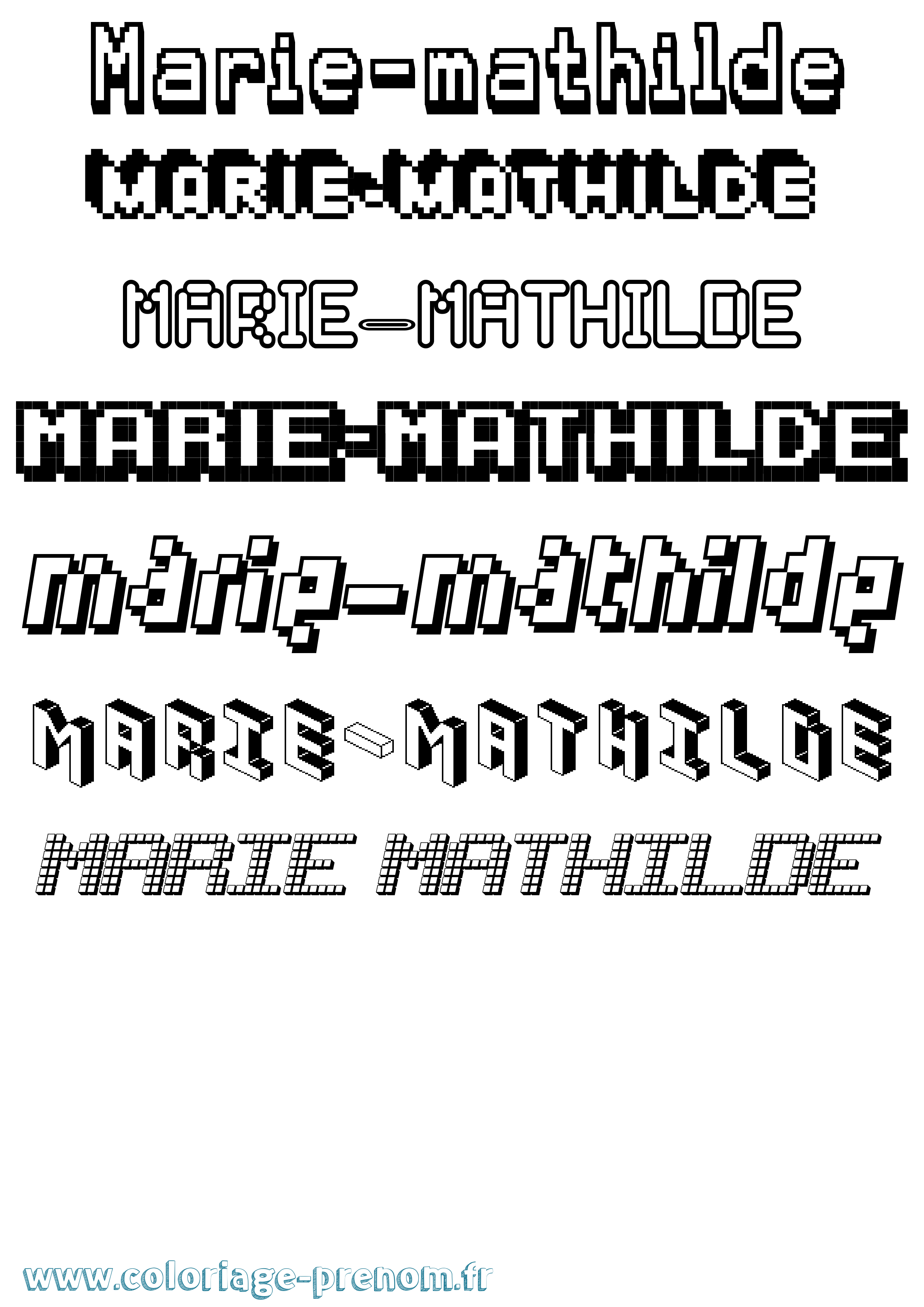 Coloriage Marie-Mathilde Pixel Coloriage prénom Marie-Mathilde Pixel