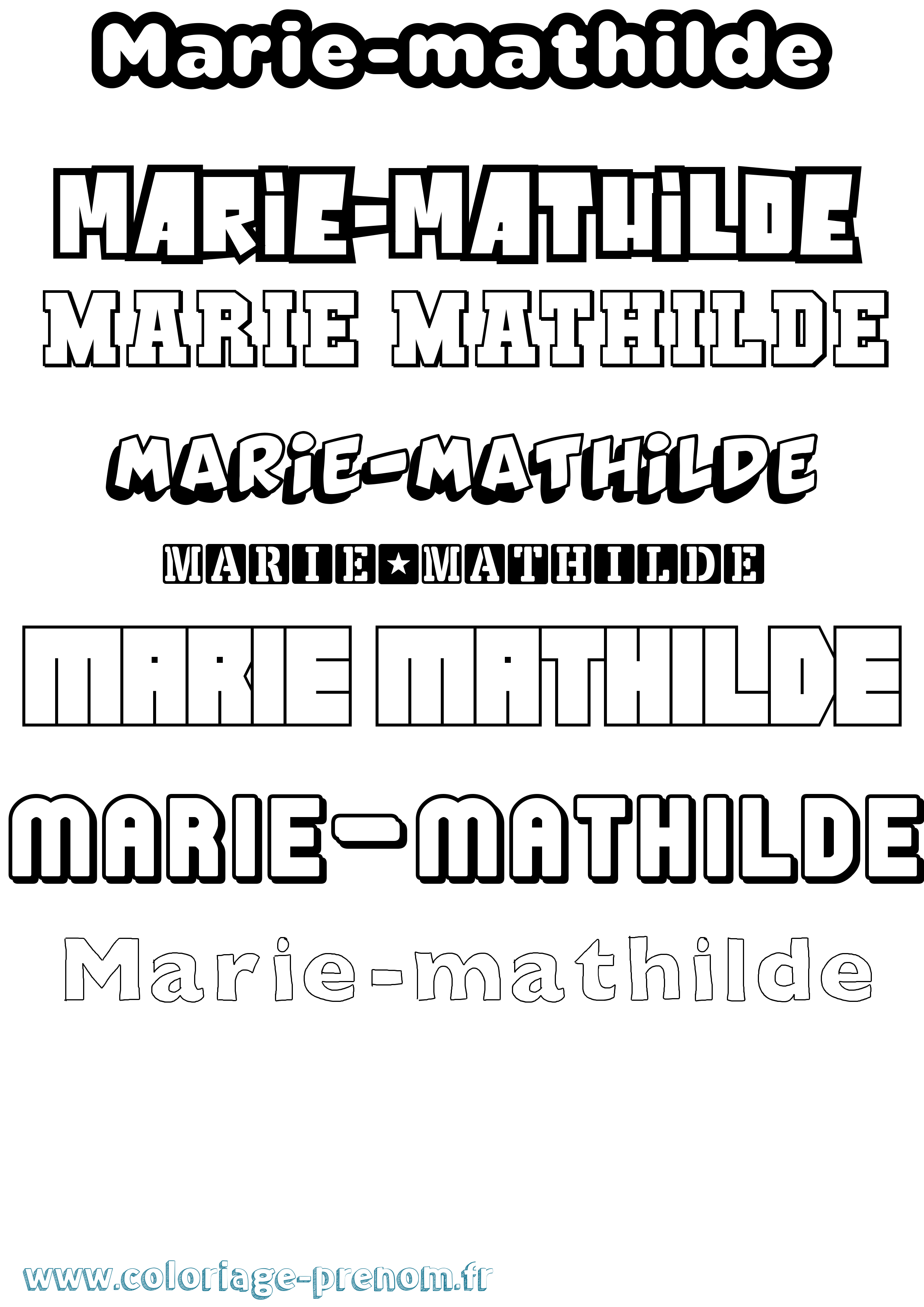 Coloriage Marie-Mathilde Simple Coloriage prénom Marie-Mathilde Simple