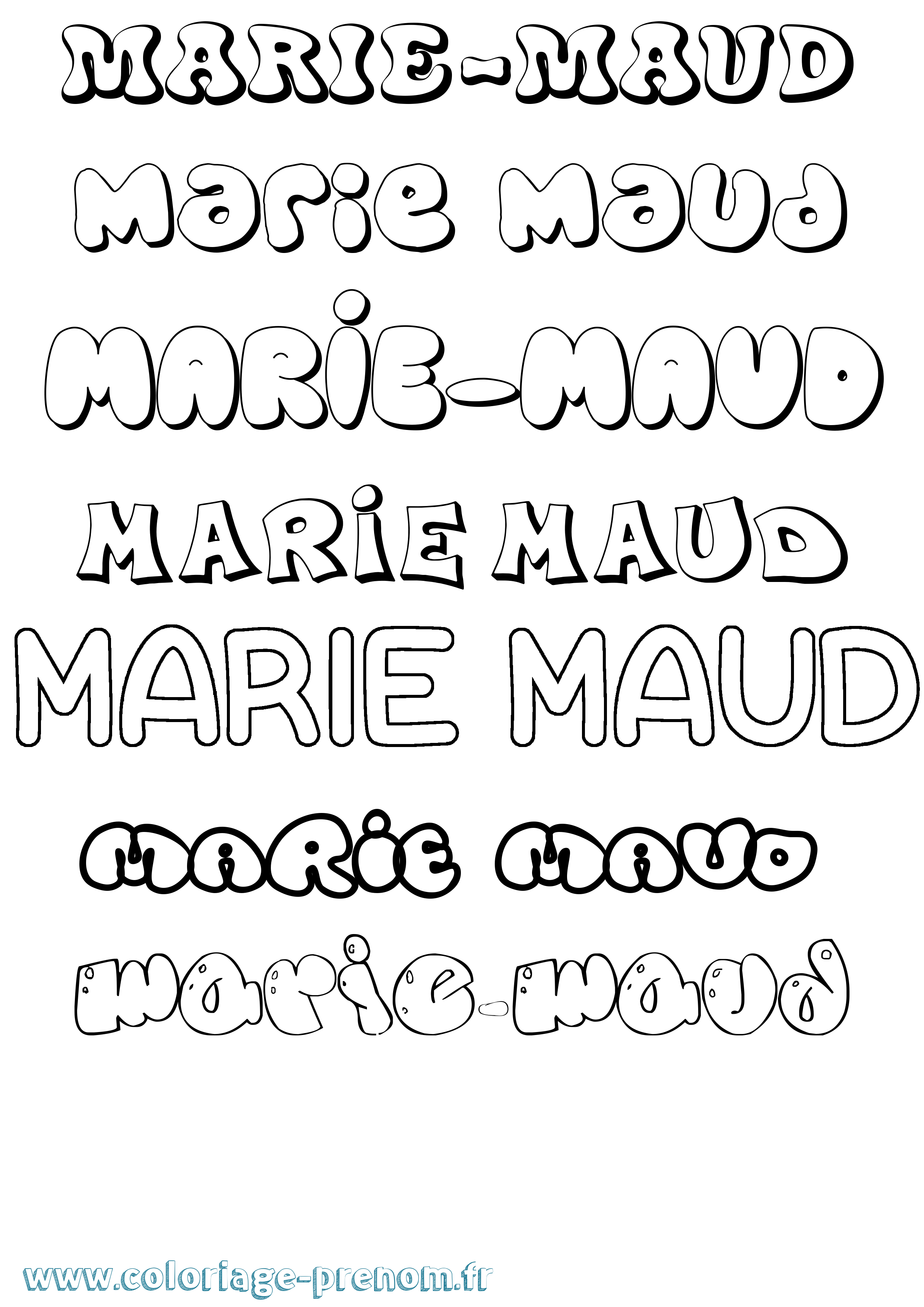 Coloriage Marie-Maud Bubble Coloriage prénom Marie-Maud Bubble
