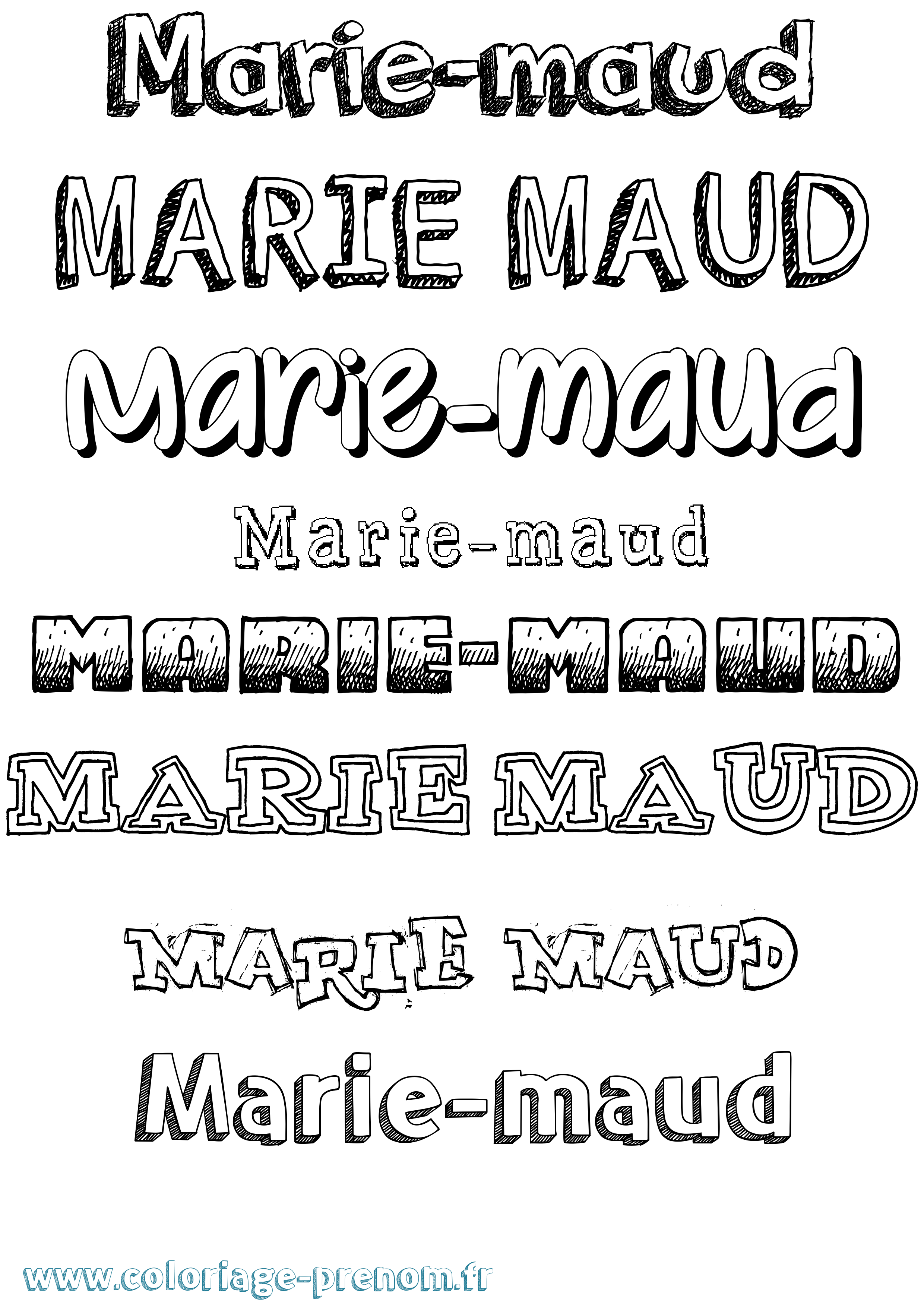 Coloriage Marie-Maud Dessiné Coloriage prénom Marie-Maud Dessiné