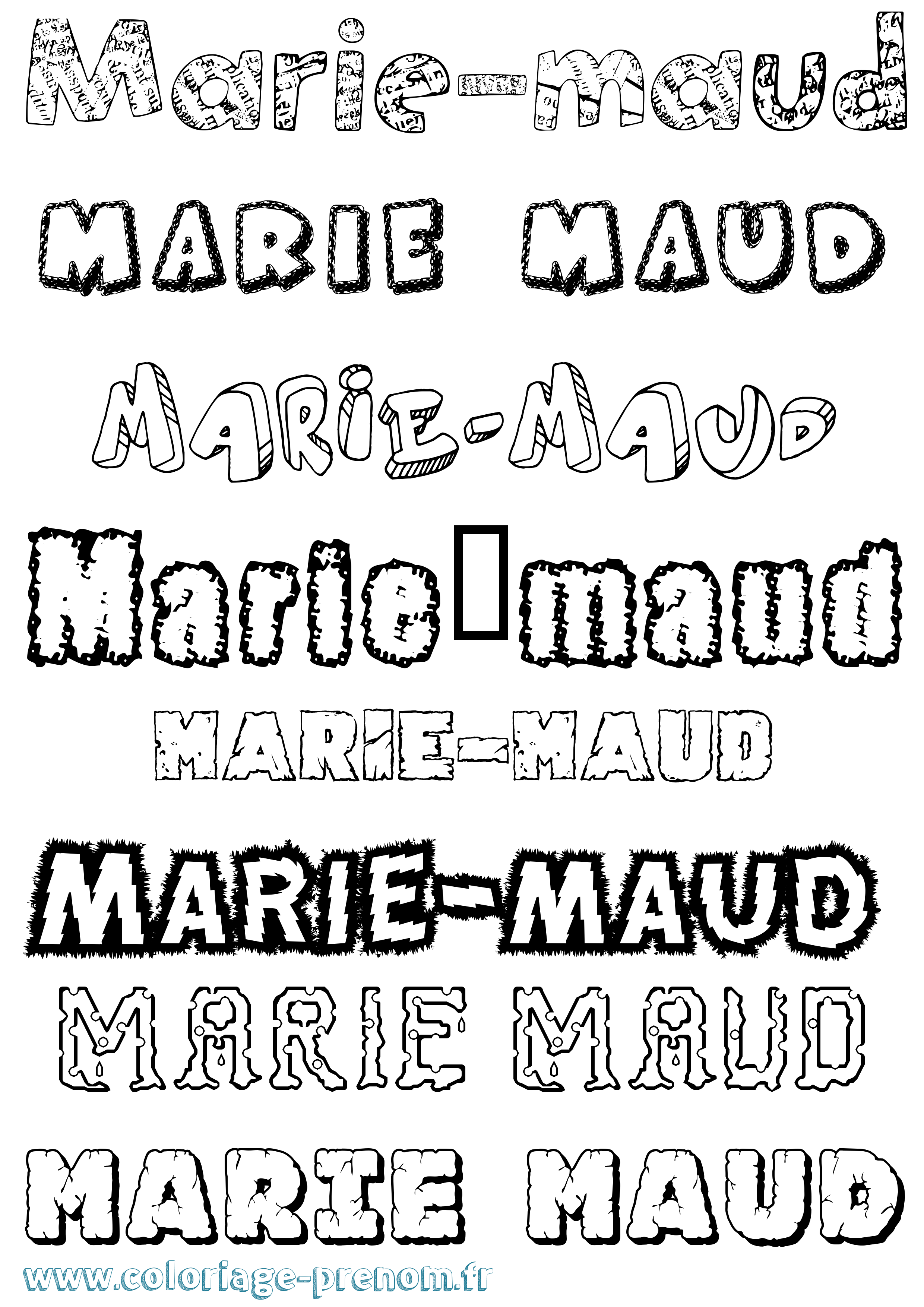 Coloriage Marie-Maud Destructuré Coloriage prénom Marie-Maud Destructuré