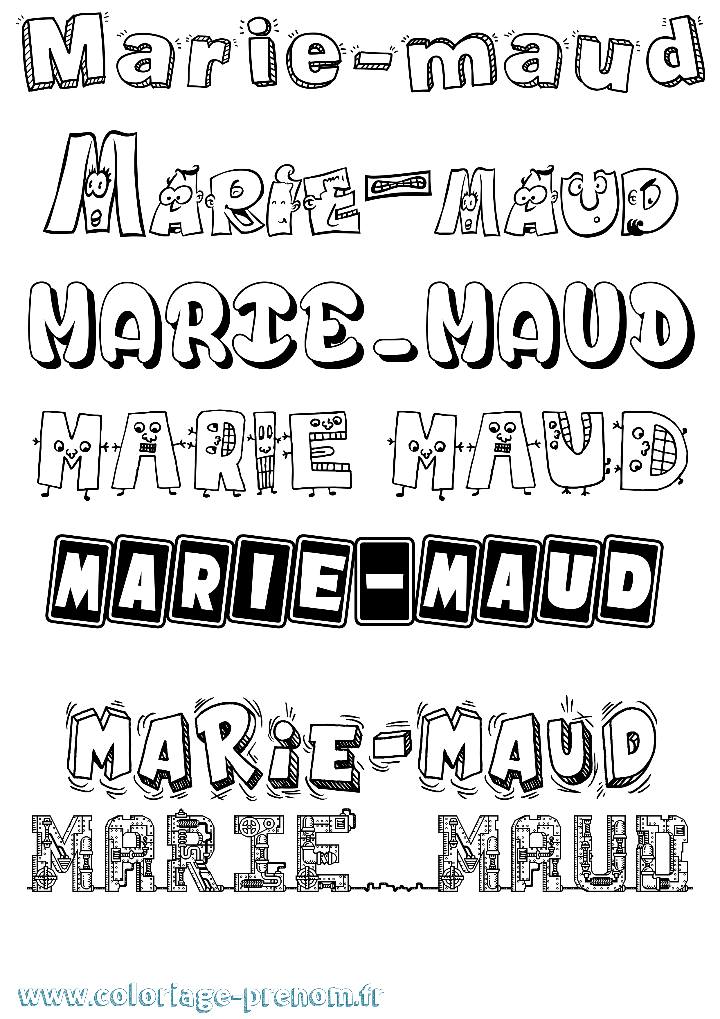 Coloriage Marie-Maud Fun Coloriage prénom Marie-Maud Fun