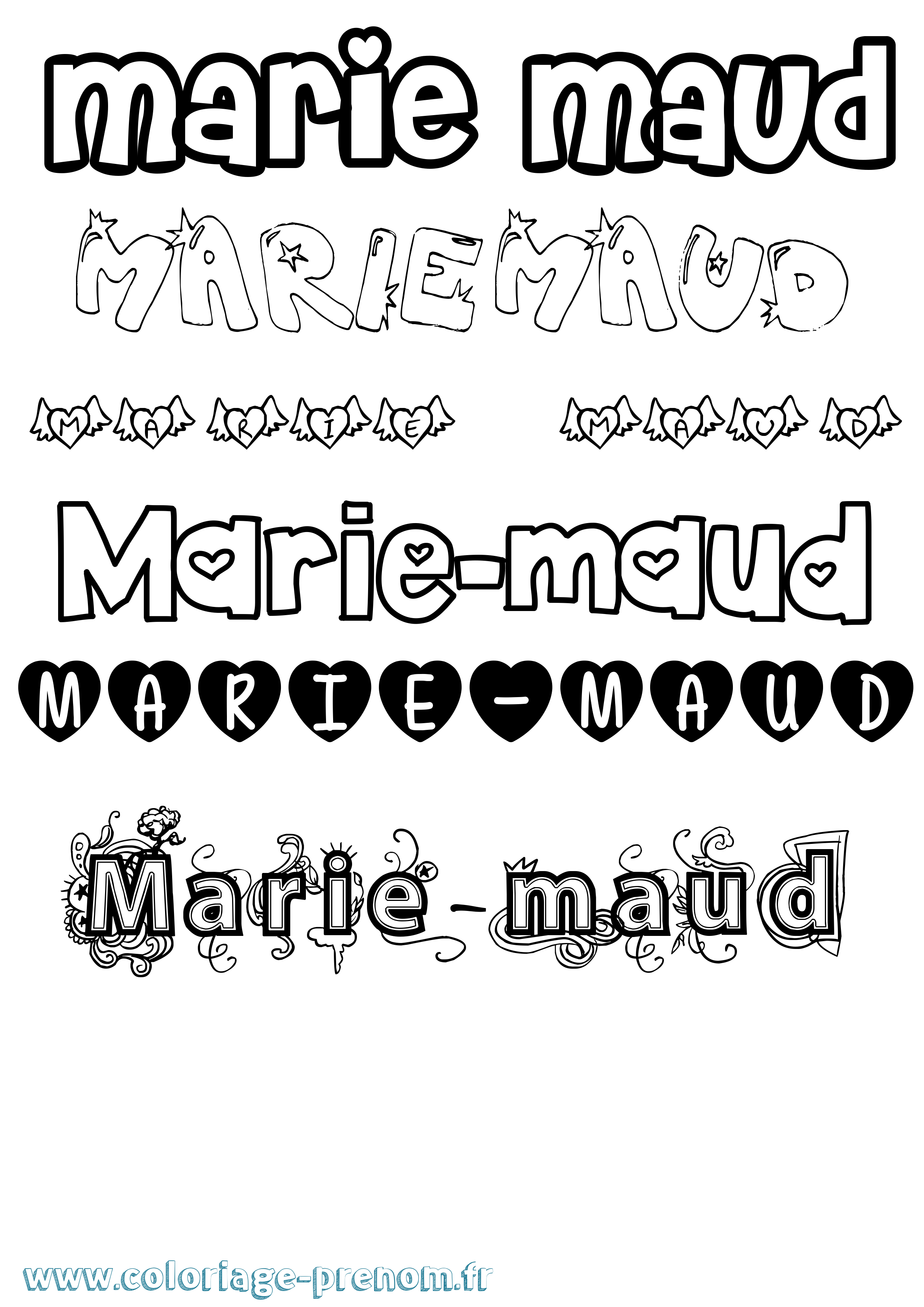 Coloriage Marie-Maud Girly Coloriage prénom Marie-Maud Girly