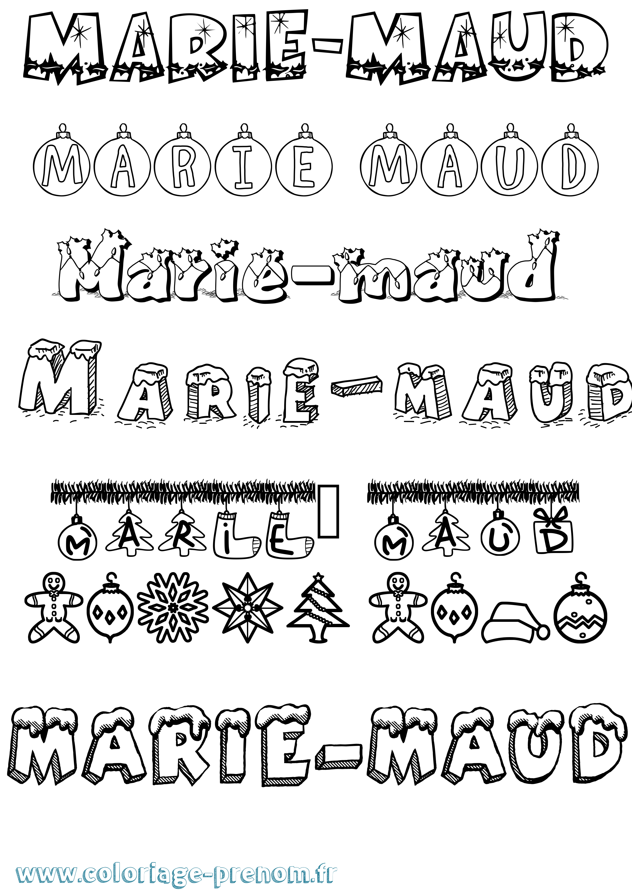 Coloriage Marie-Maud Noël Coloriage prénom Marie-Maud Noël