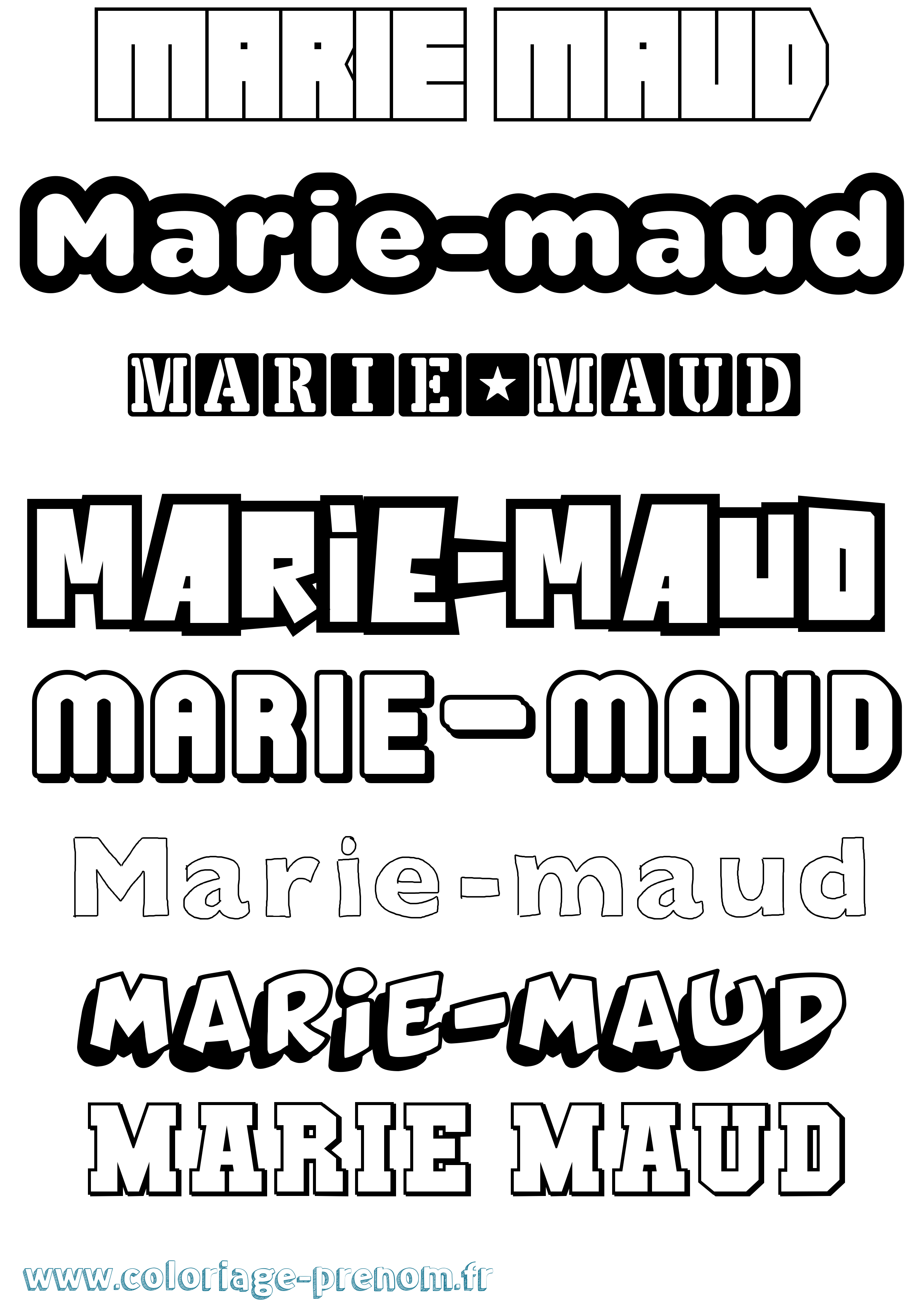 Coloriage Marie-Maud Simple Coloriage prénom Marie-Maud Simple