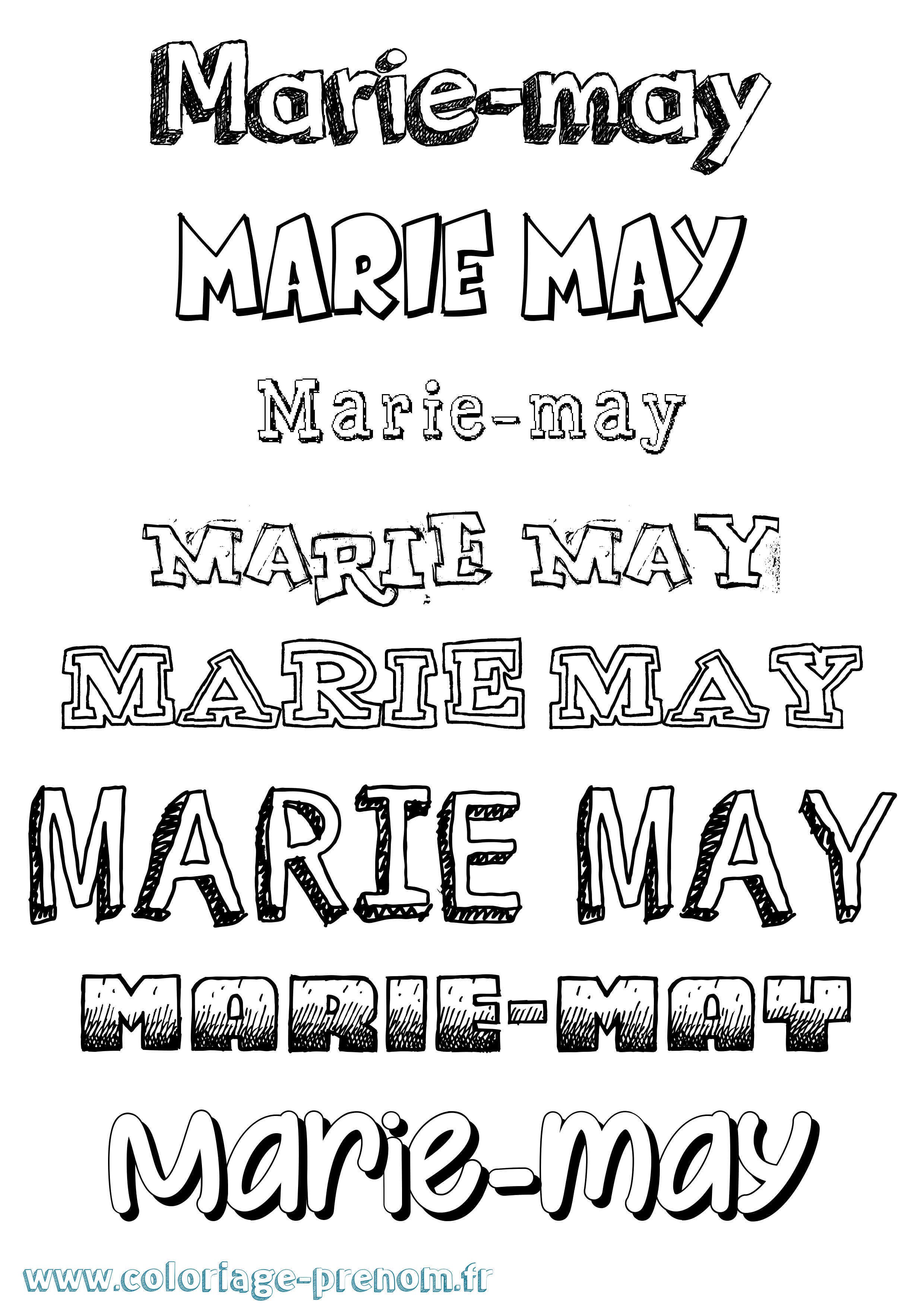 Coloriage Marie-May Dessiné Coloriage prénom Marie-May Dessiné
