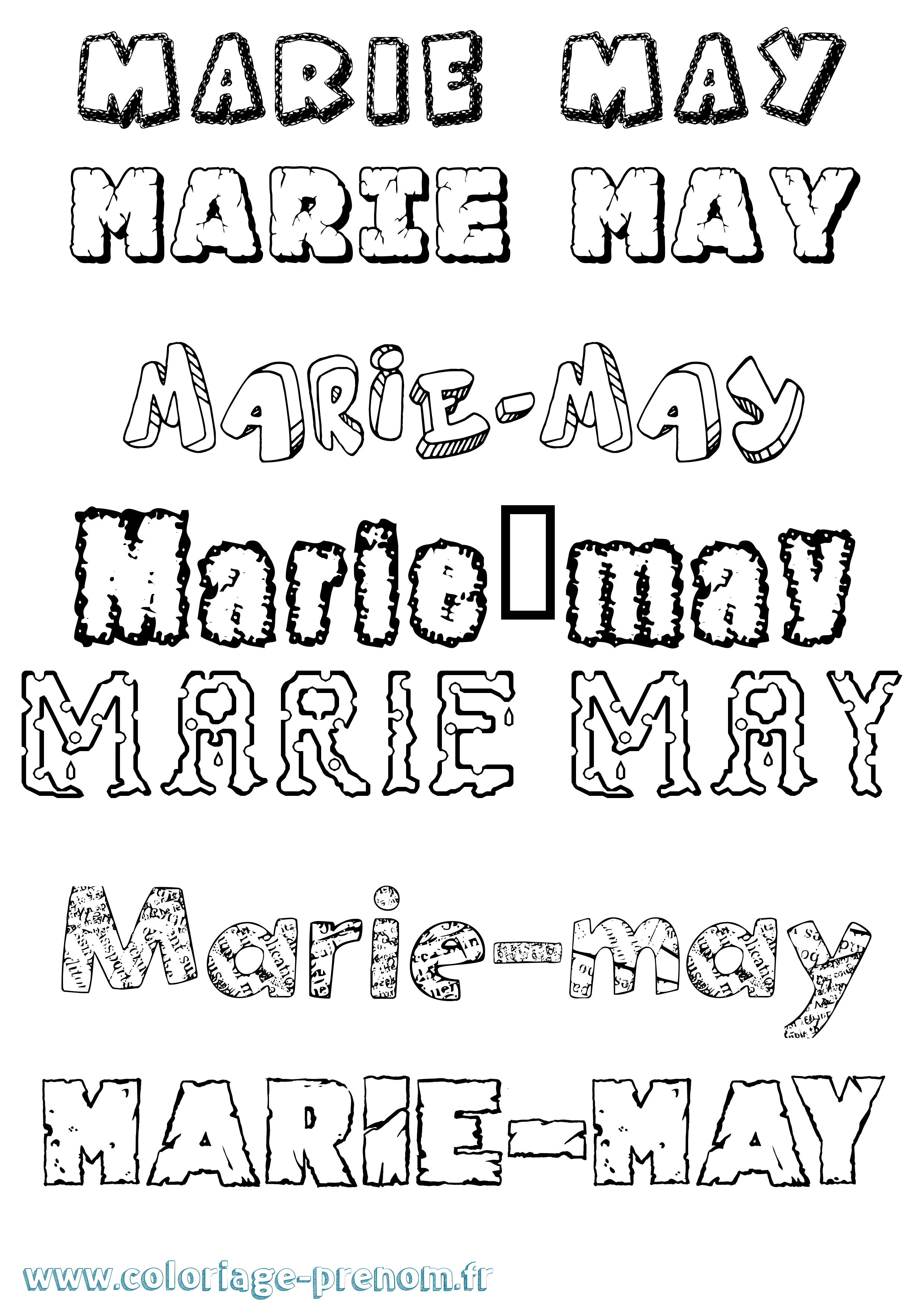 Coloriage Marie-May Destructuré Coloriage prénom Marie-May Destructuré