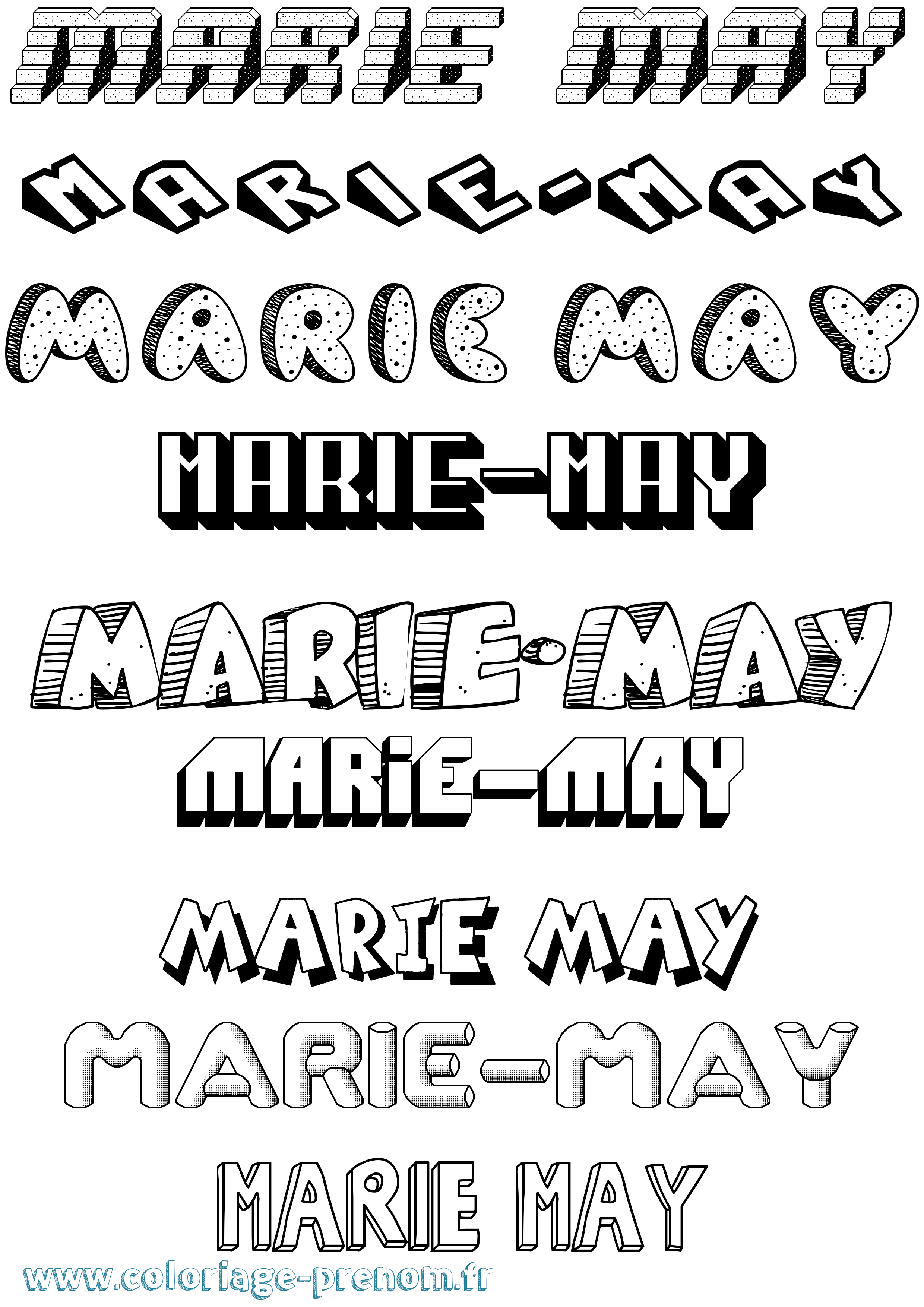 Coloriage Marie-May Effet 3D Coloriage prénom Marie-May Effet 3D