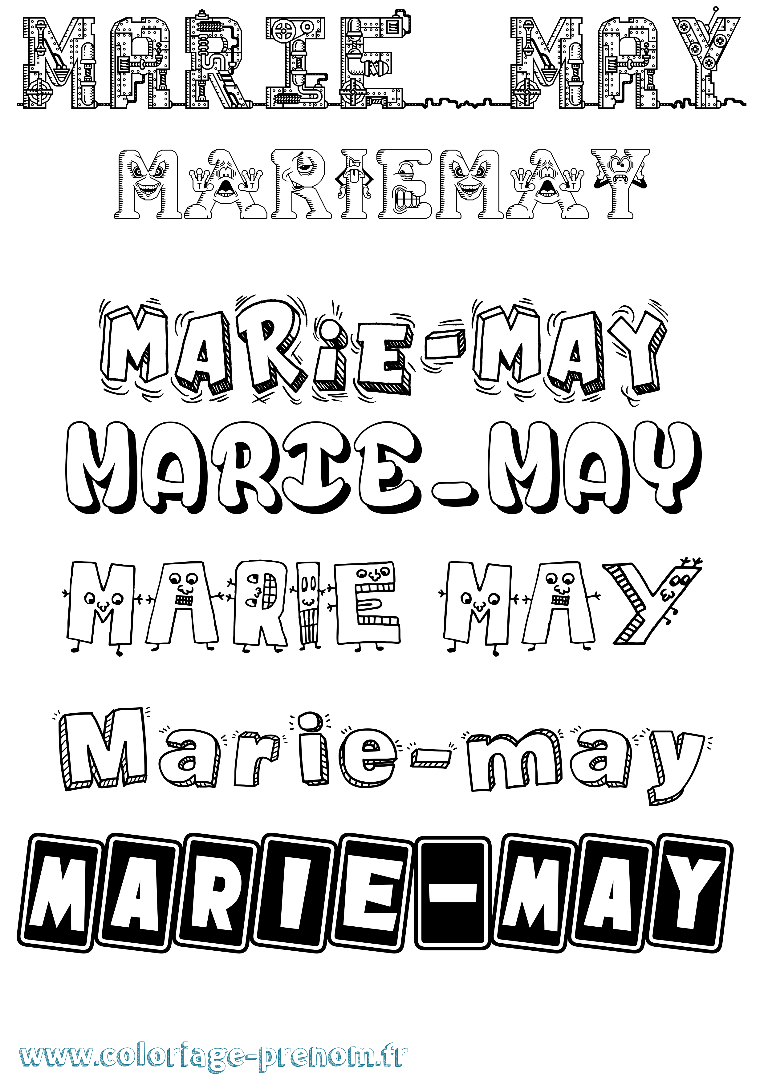 Coloriage Marie-May Fun Coloriage prénom Marie-May Fun