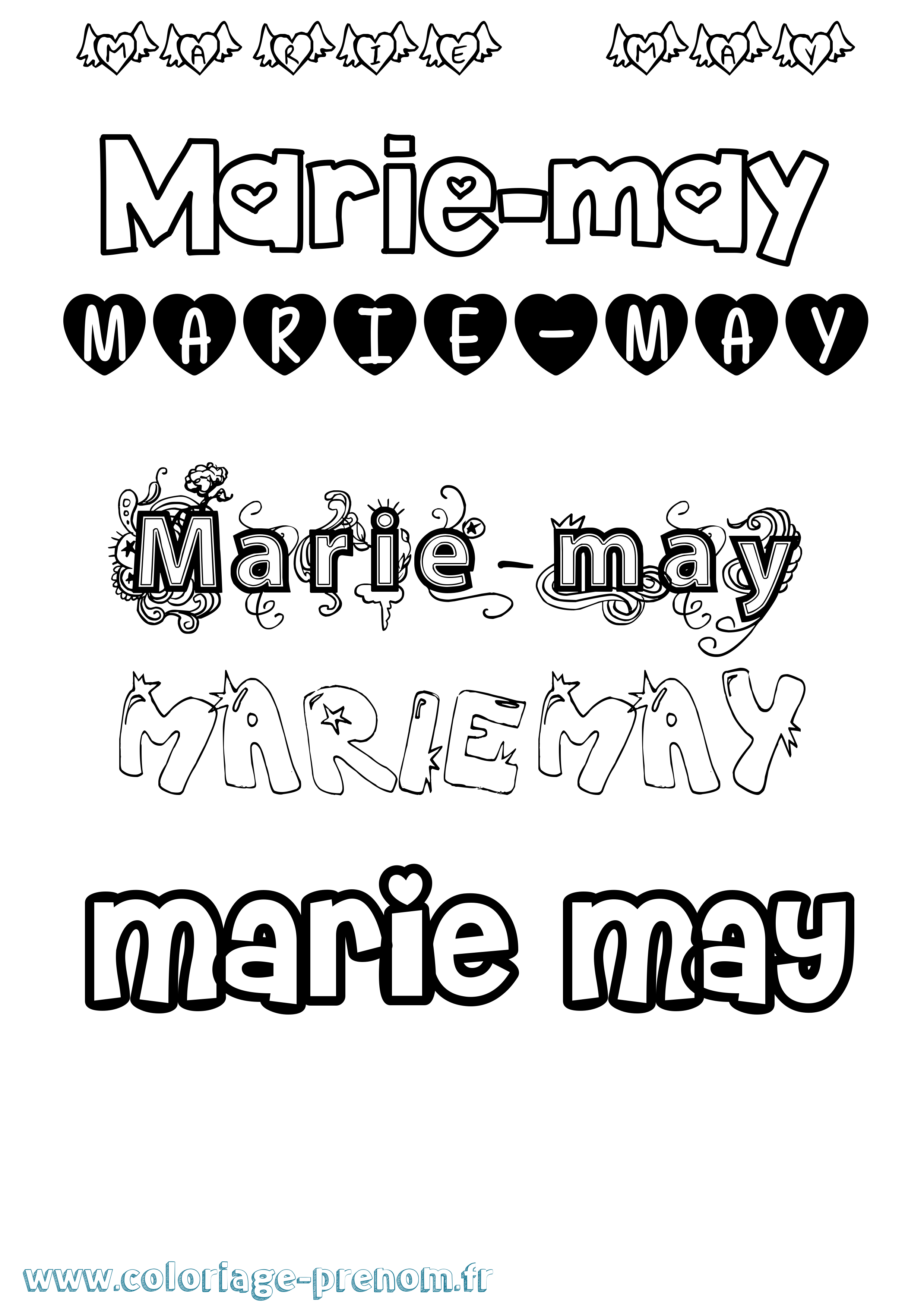 Coloriage Marie-May Girly Coloriage prénom Marie-May Girly