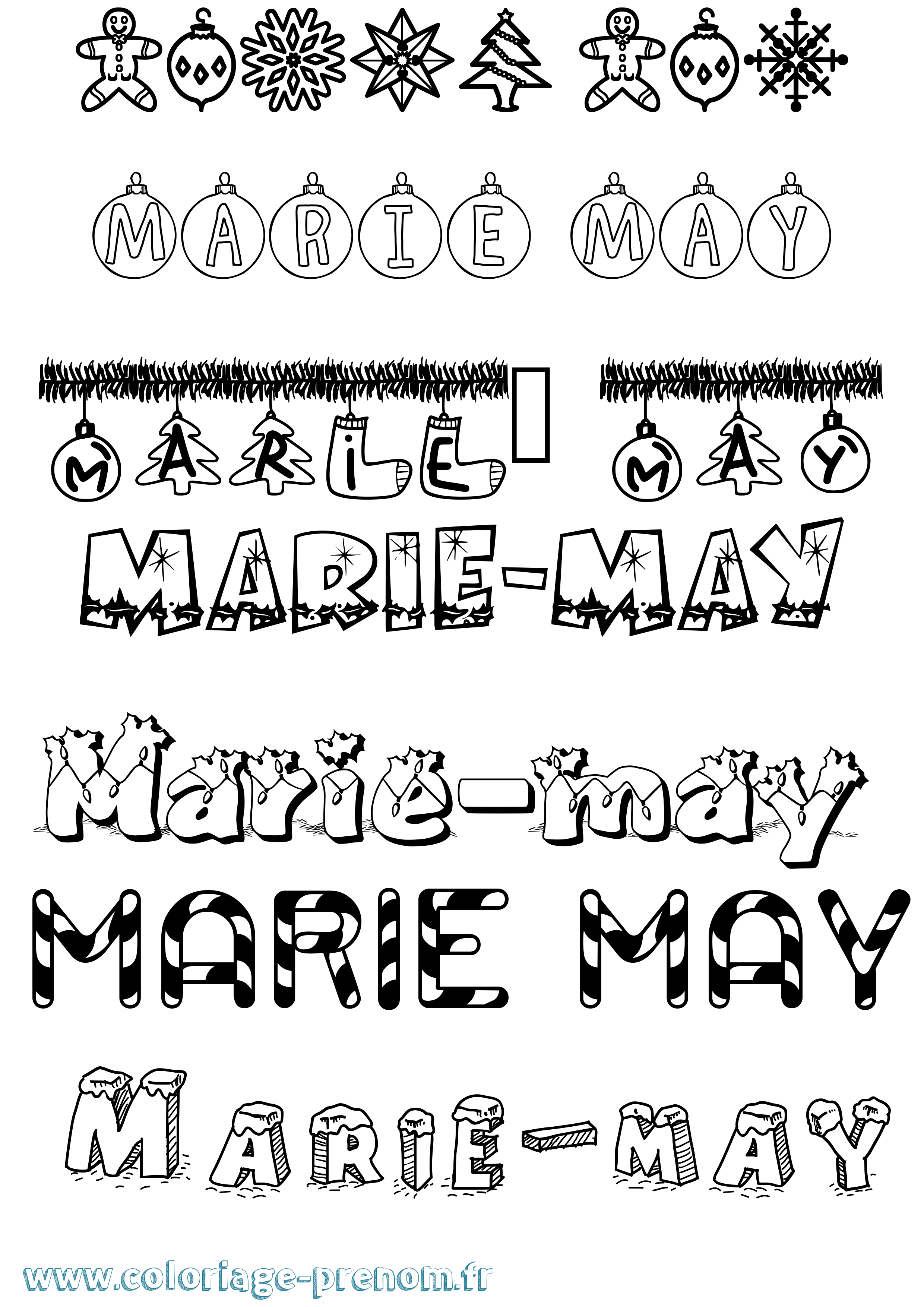 Coloriage Marie-May Noël Coloriage prénom Marie-May Noël