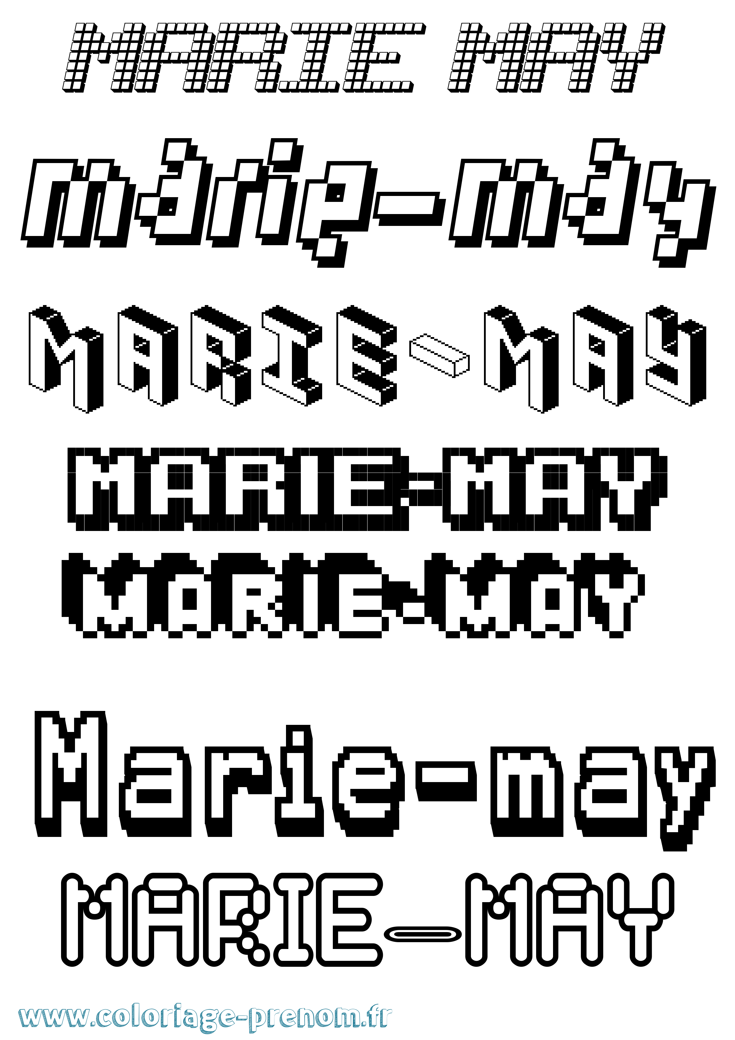 Coloriage Marie-May Pixel Coloriage prénom Marie-May Pixel