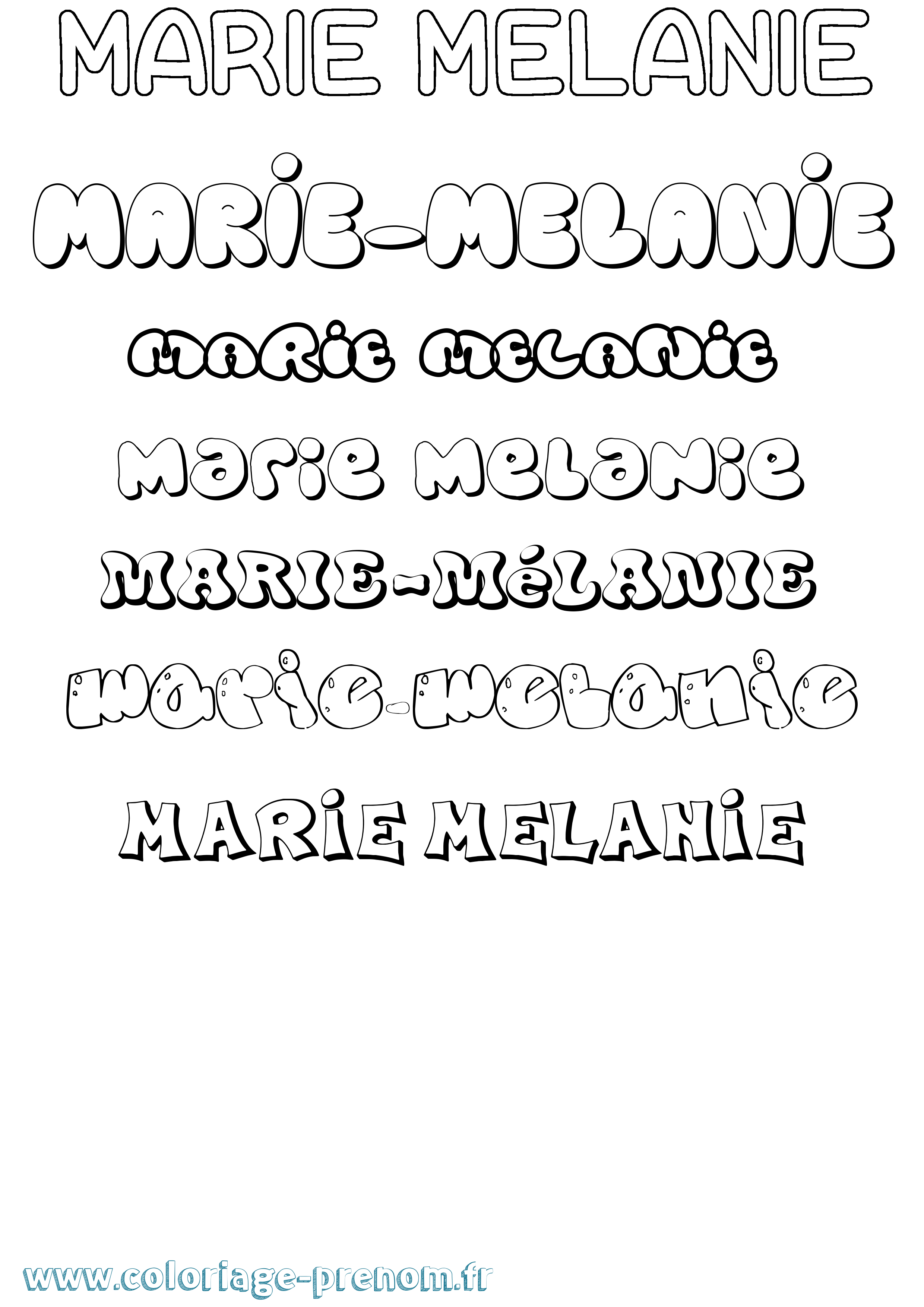 Coloriage Marie-Mélanie Bubble Coloriage prénom Marie-Mélanie Bubble
