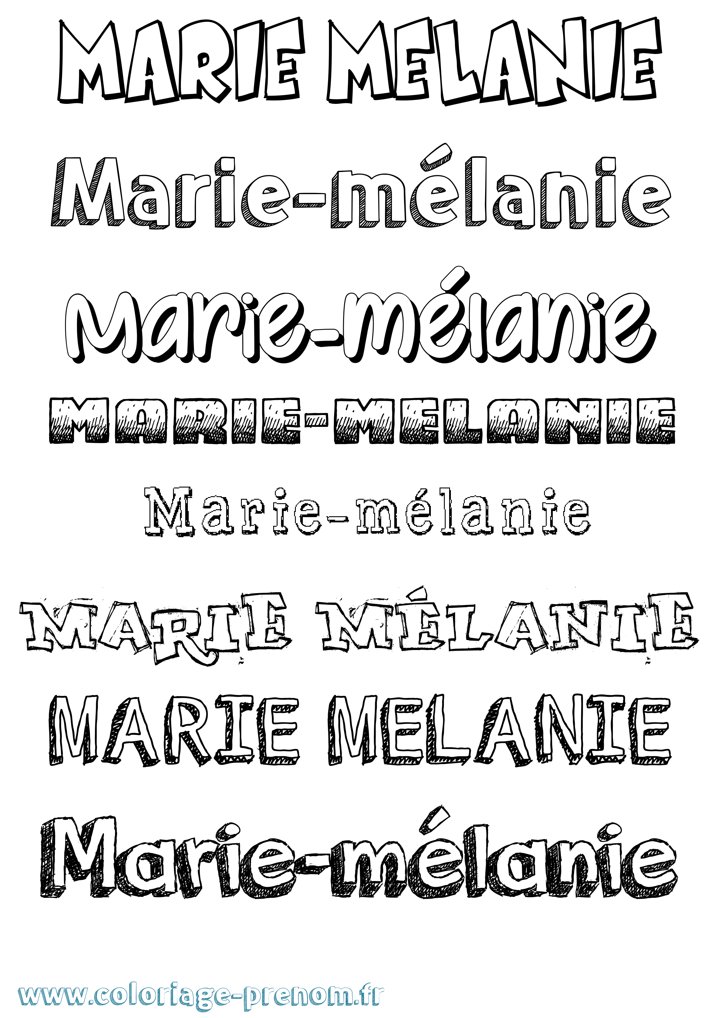 Coloriage Marie-Mélanie Dessiné Coloriage prénom Marie-Mélanie Dessiné