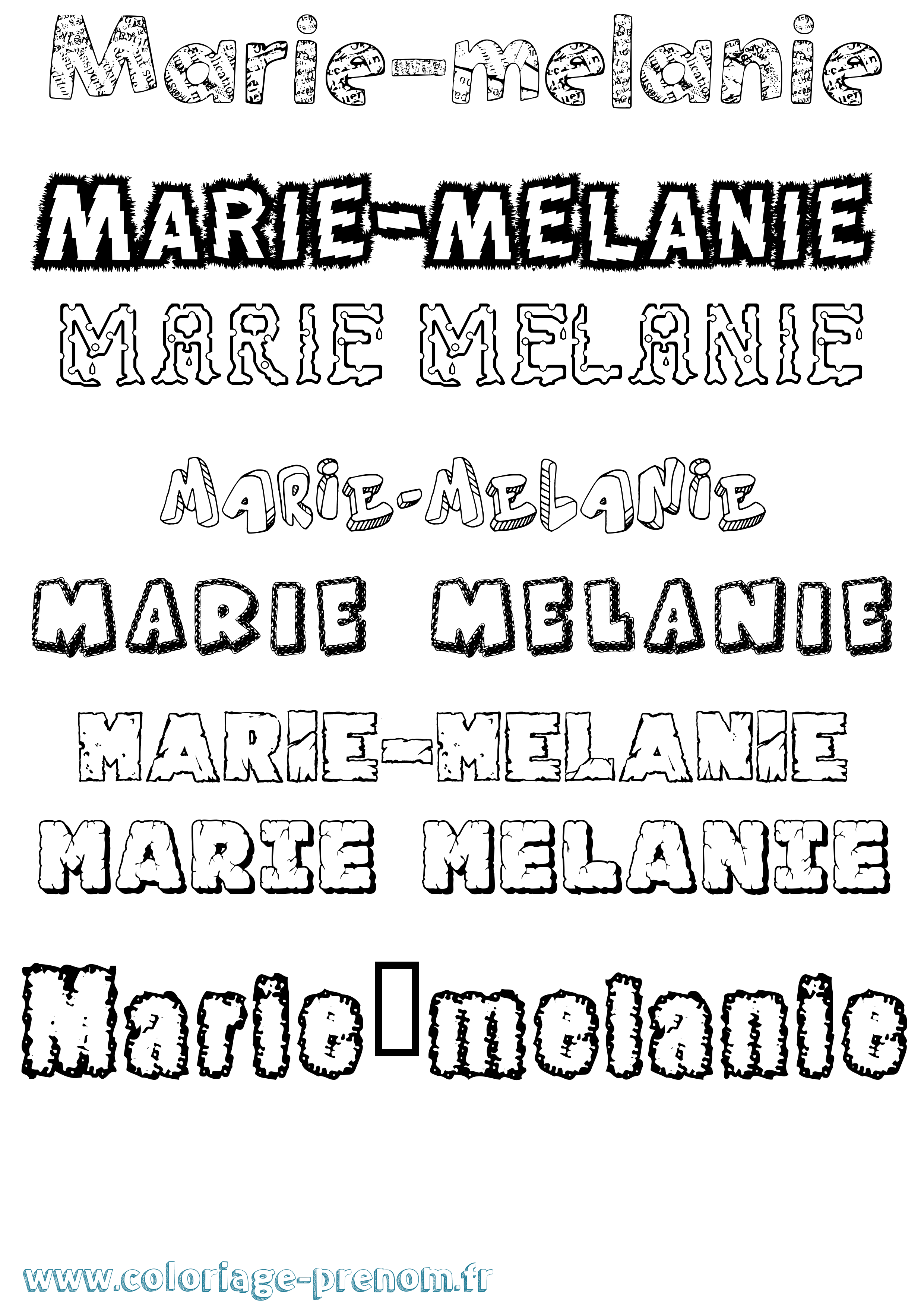 Coloriage Marie-Mélanie Destructuré Coloriage prénom Marie-Mélanie Destructuré