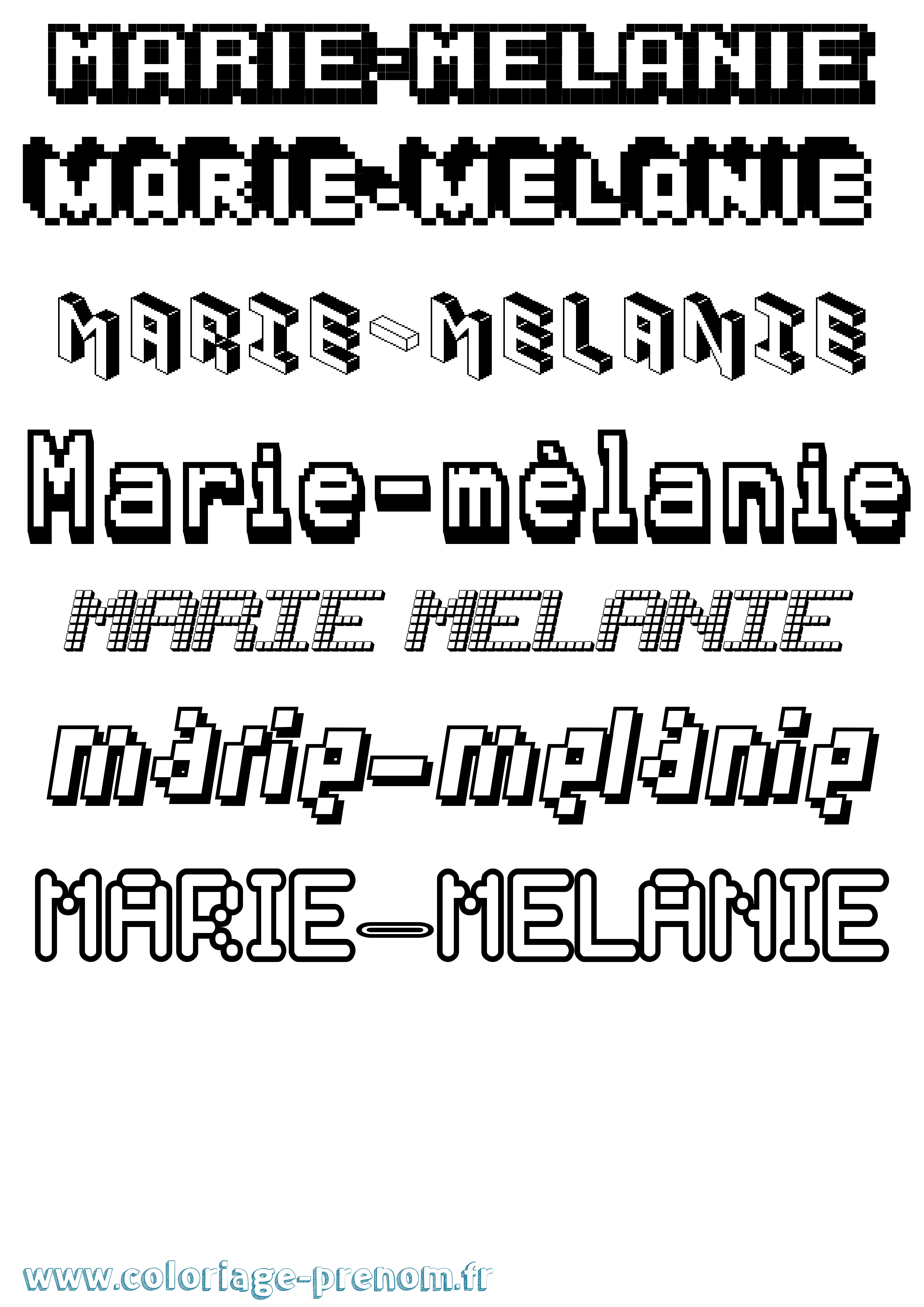 Coloriage Marie-Mélanie Pixel Coloriage prénom Marie-Mélanie Pixel