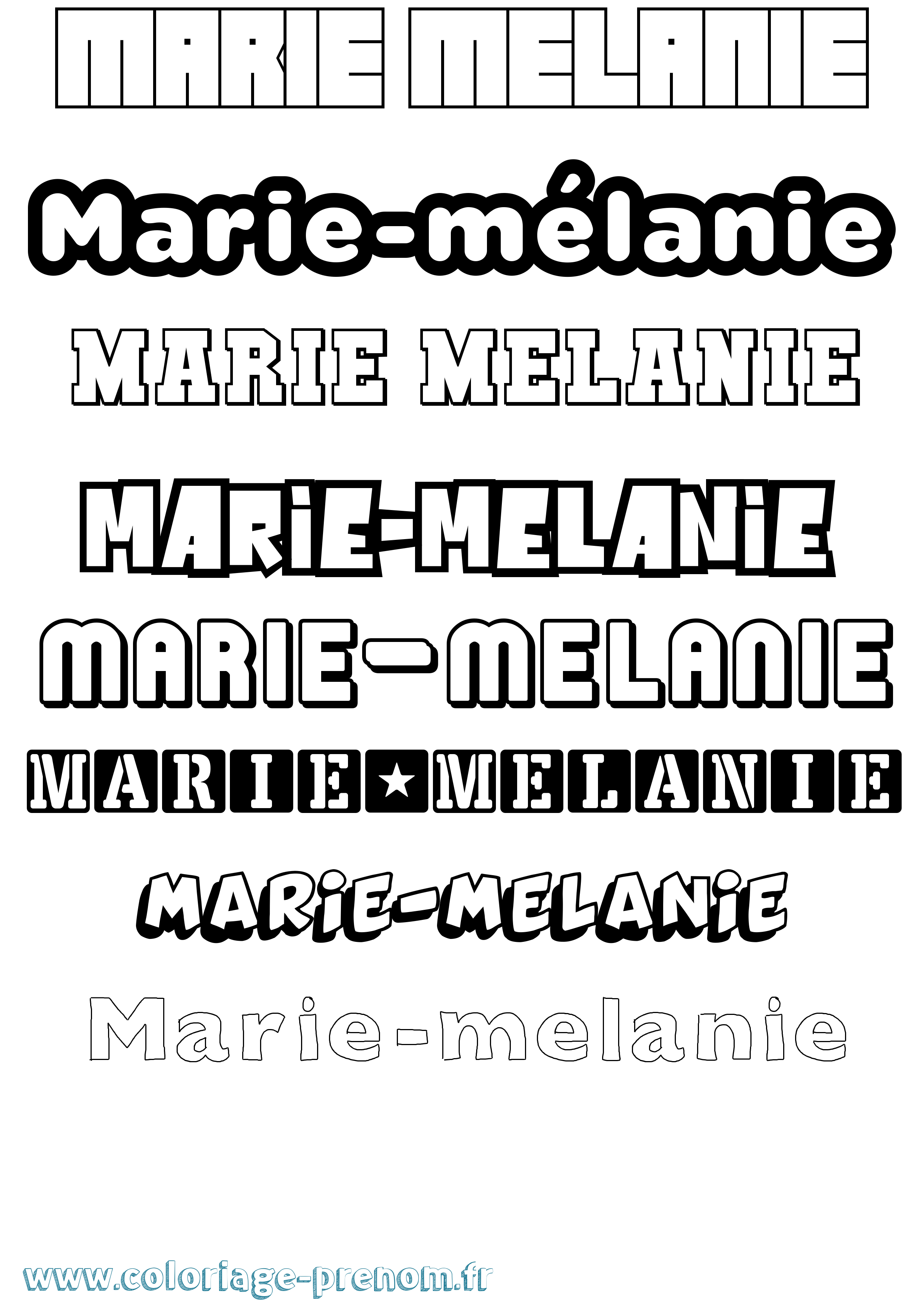 Coloriage Marie-Mélanie Simple Coloriage prénom Marie-Mélanie Simple