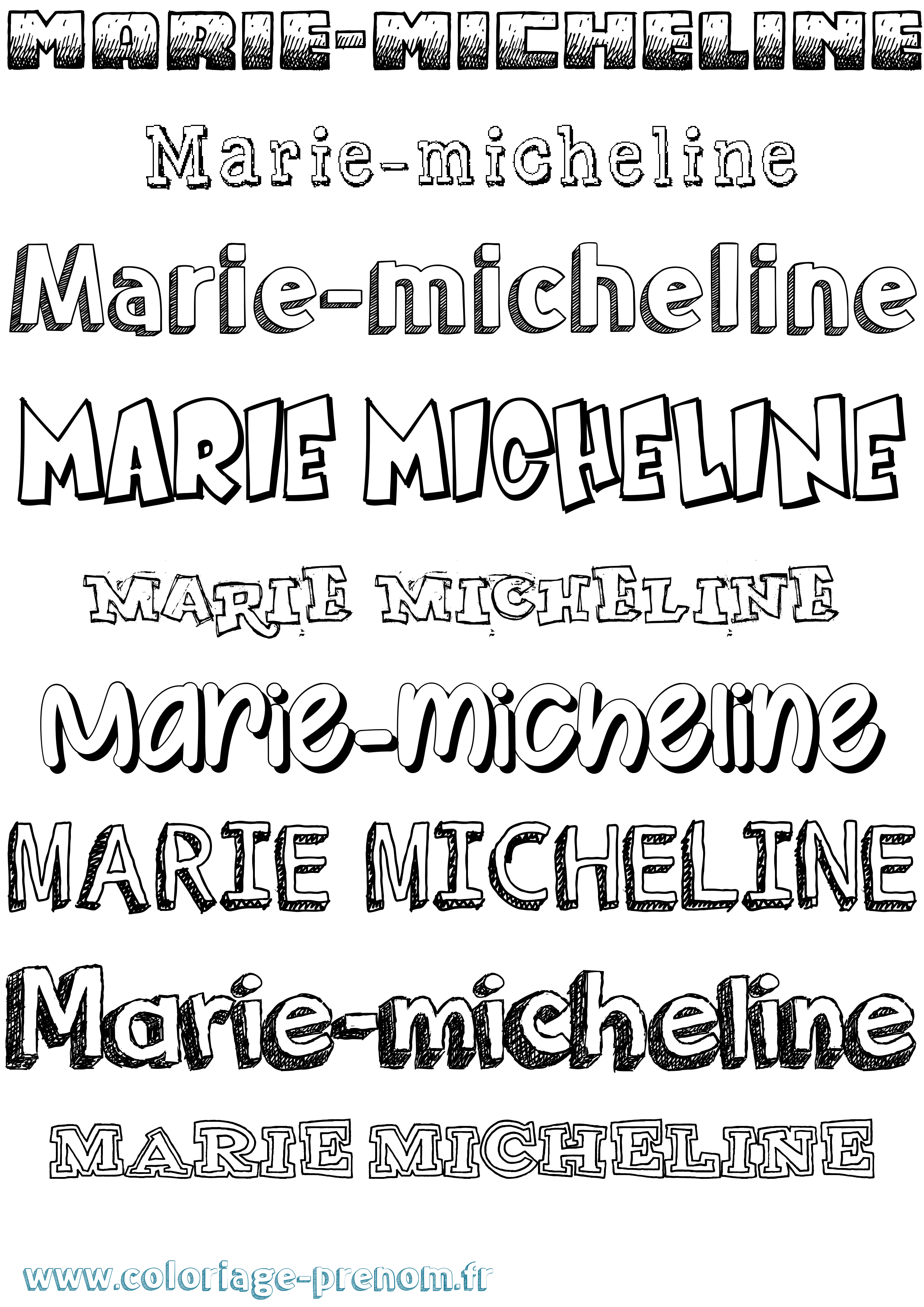 Coloriage Marie-Micheline Dessiné Coloriage prénom Marie-Micheline Dessiné