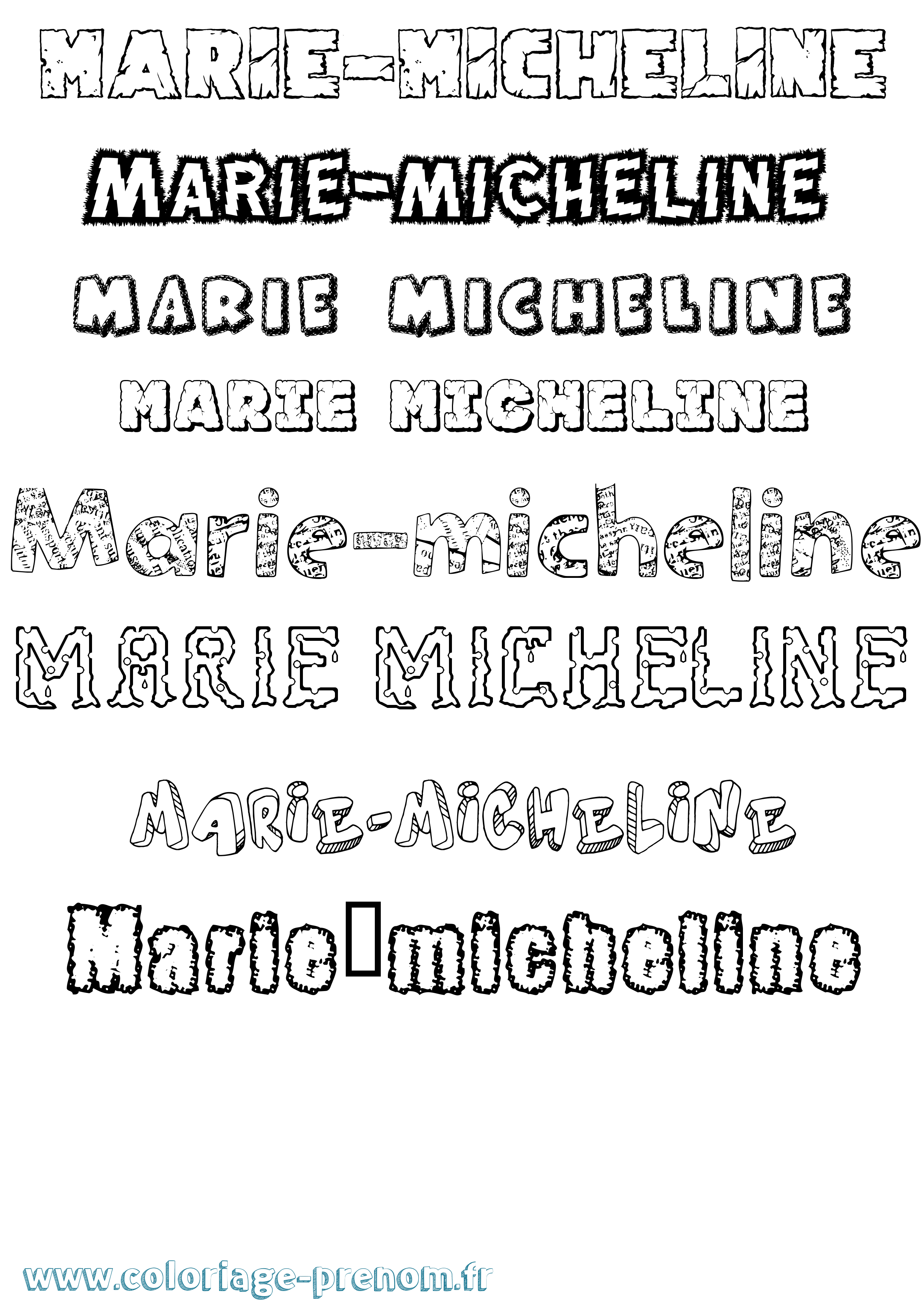 Coloriage Marie-Micheline Destructuré Coloriage prénom Marie-Micheline Destructuré