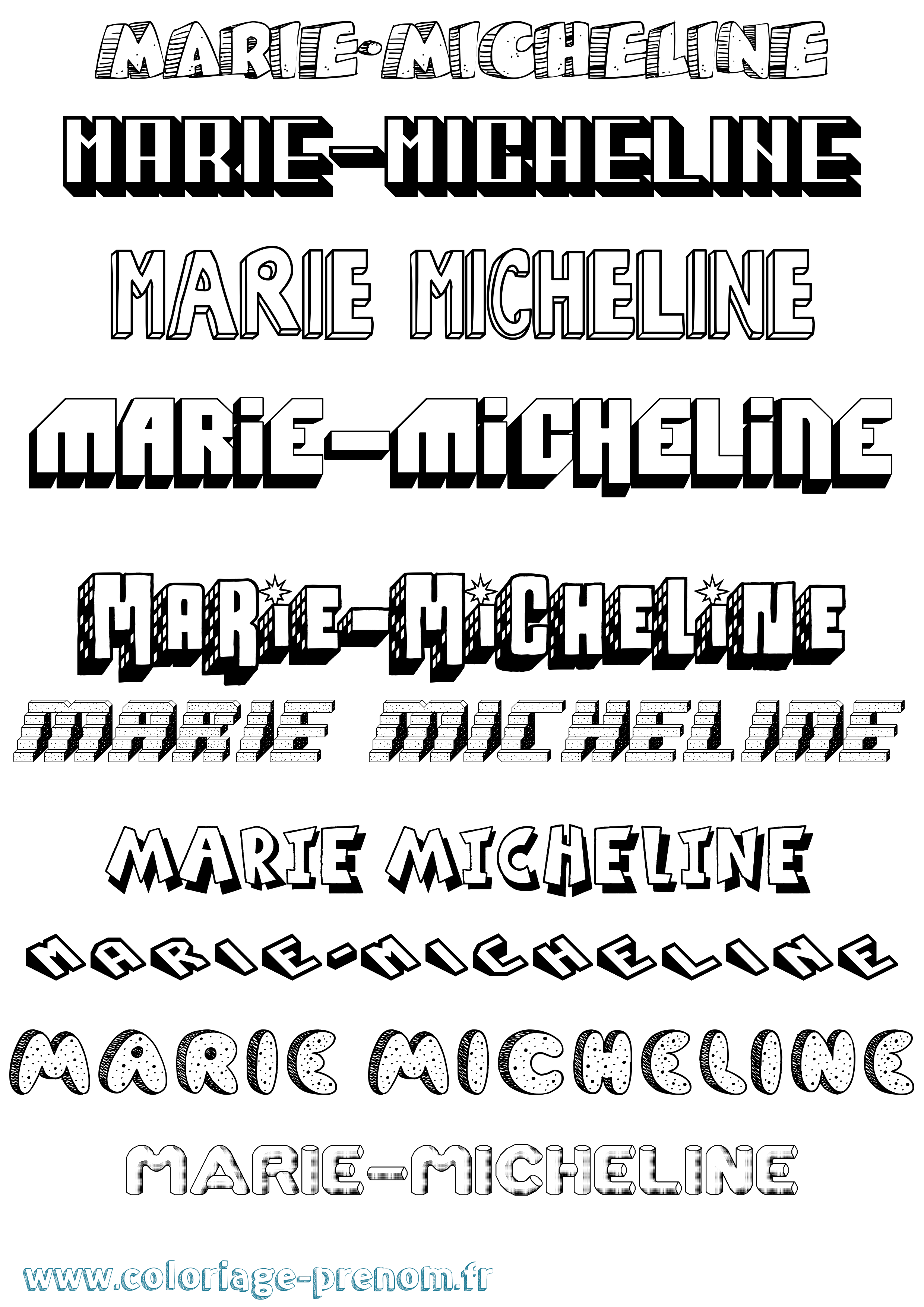 Coloriage Marie-Micheline Effet 3D Coloriage prénom Marie-Micheline Effet 3D